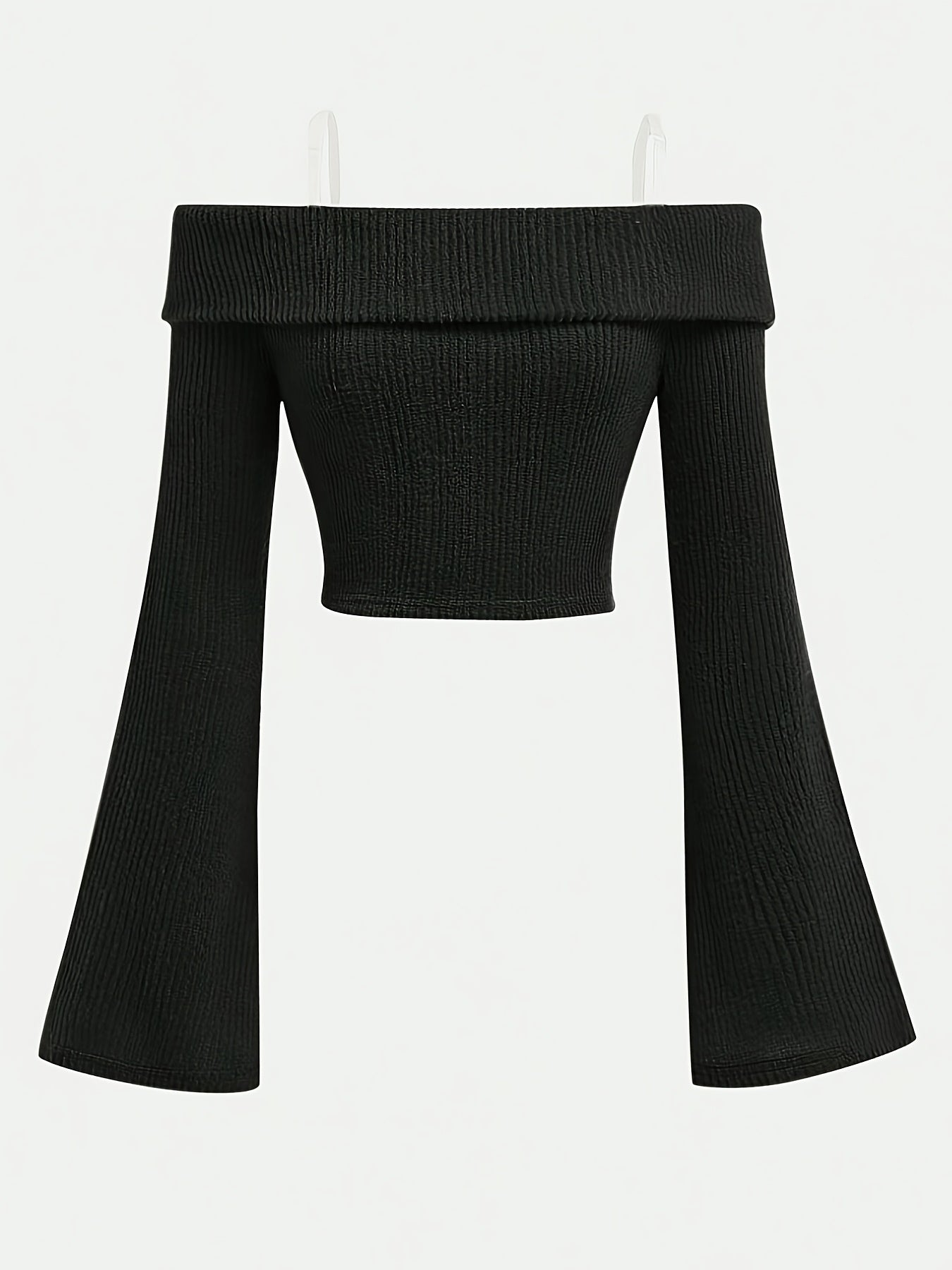 A New Collection for Spring And Autumn Featuring Stylish Girls' Clothing, with a Gentle, Elegant Design, It Includes a Casual, Comfortable, Solid-Colored, Off-Shoulder Long-Sleeve Top Paired with a Fashionable, Versatile, Ple