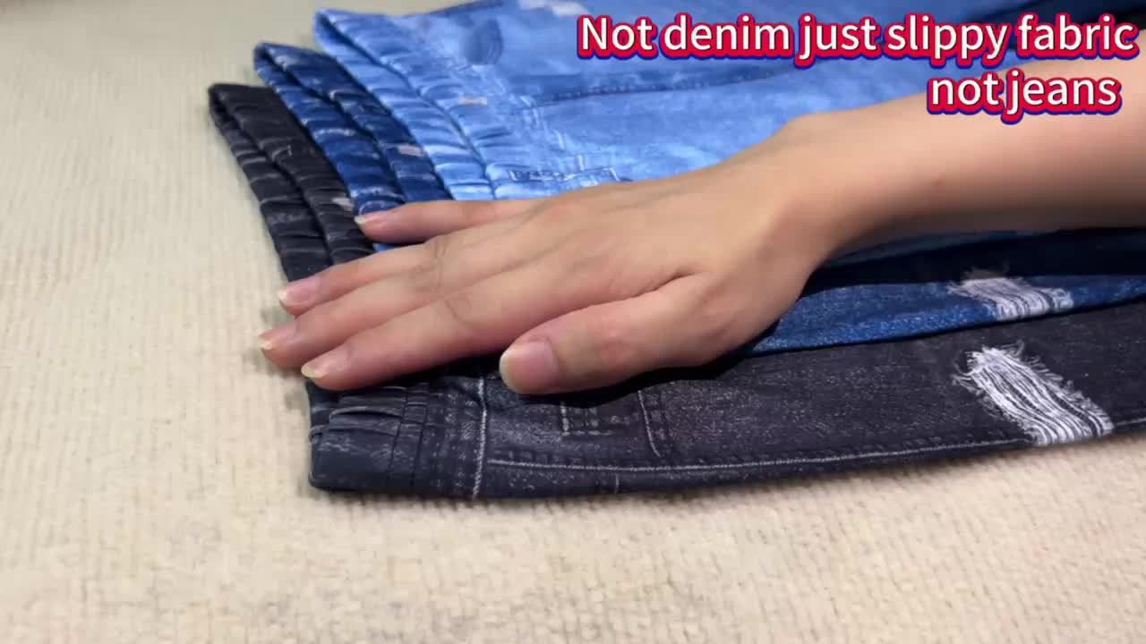3pcs Girls' Spring Autumn Summer Winter Imitation Denim Pants with Fake Pockets and Ripped Stripe Pattern Leggings