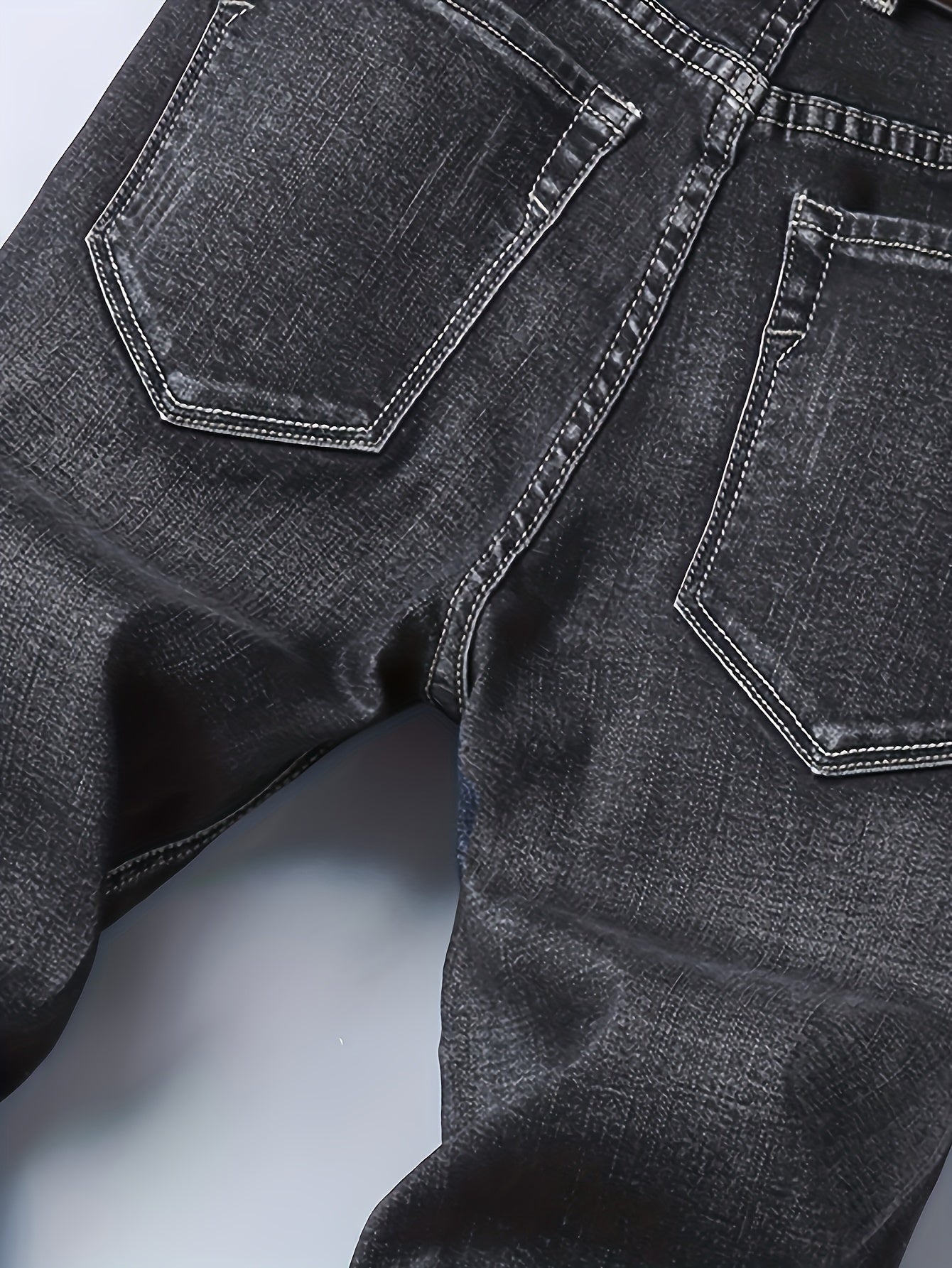Two Piece Set Of Lightweight Business Elastic Jeans for Teenagers, Men's Slim Fit