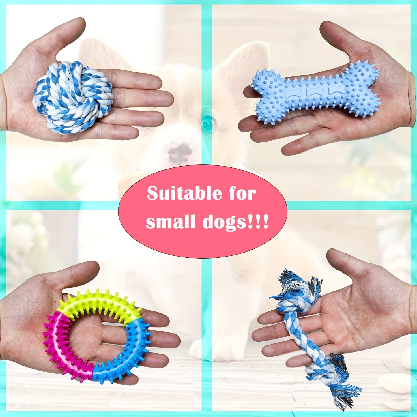 Pawsome Pals 6/12pcs Interactive Dog Toy Set - Durable Cartoon Pattern Fabric Chew Toys for All Breed Sizes - Teeth Cleaning & Training Play Set with Knot Toys, Squeakers & Balls
