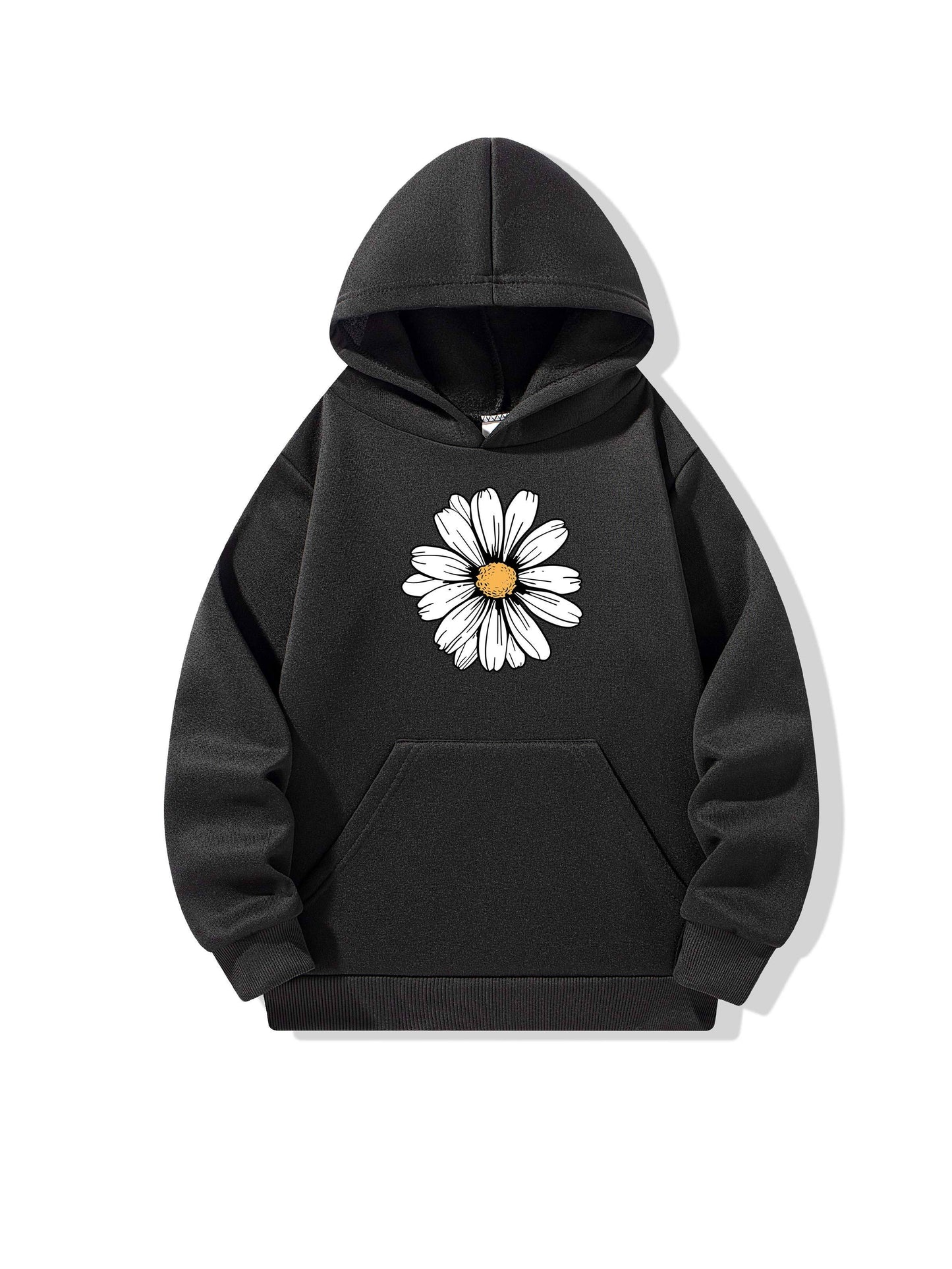 5-Pack Girls' Autumn Winter Fashion Casual Long Sleeve Hoodies with Hopeful Floral & Butterfly Print, Solid Color Hooded Sweatshirts with Applique Details, Regular Fit with Pockets for Fall/Winter - Perfect for Casual Attire,