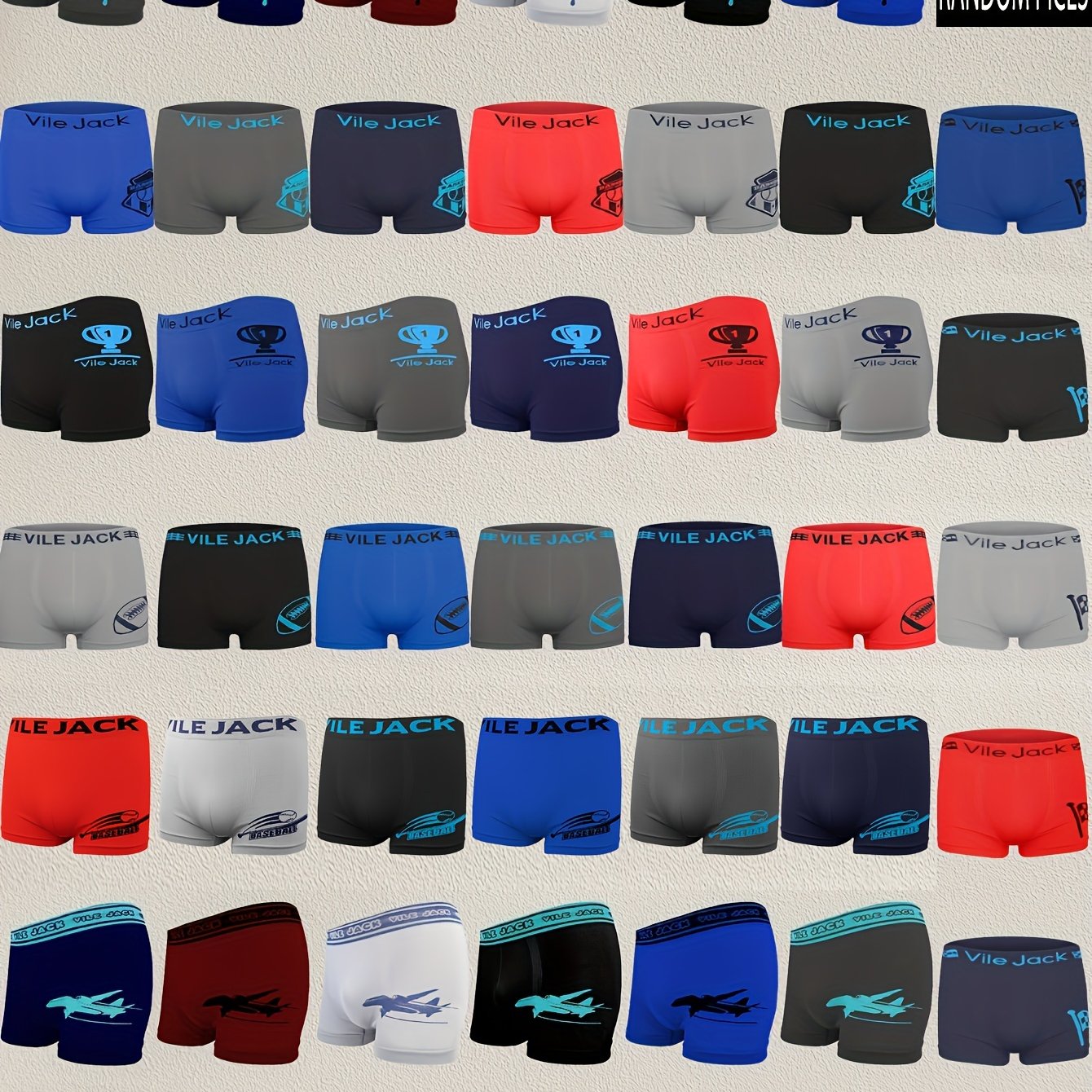 RANDOM 10pcs 1PACK, Boys 10pcs Boxer Briefs, Cartoon Boxer Briefs Multi-Style Random with Polyester Cartoon Briefs for Teenagers