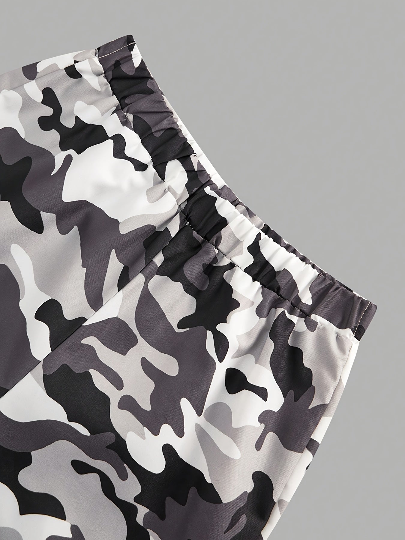 3pcs Y2K Streetwear Set for Teens - Asymmetrical Neck Long Sleeve Crop Top, Camo Print Vest & Cargo Pants - Casual Spring/Fall Outfit with Drop Shoulder Design, Regular Fit, No Chest Pad, Perfect for Casual Attire, Casual Att