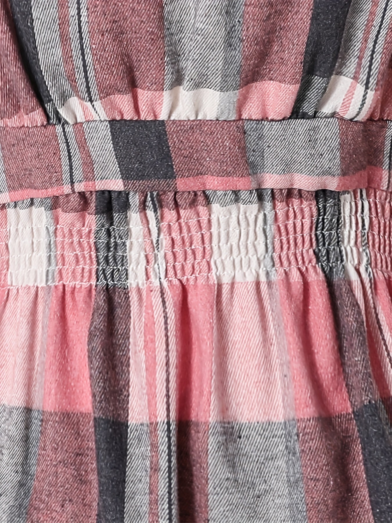 Teen Girls 13-16 Years Plaid Dress - Pink & Grey Tartan Button-Front Midi Length Long Sleeve Dress for Scottish Dance, Casual Outfits & Casual Attire, for Teenager, Dresses For Teenage Girls With Sleeves, Teen Clothes Girls D