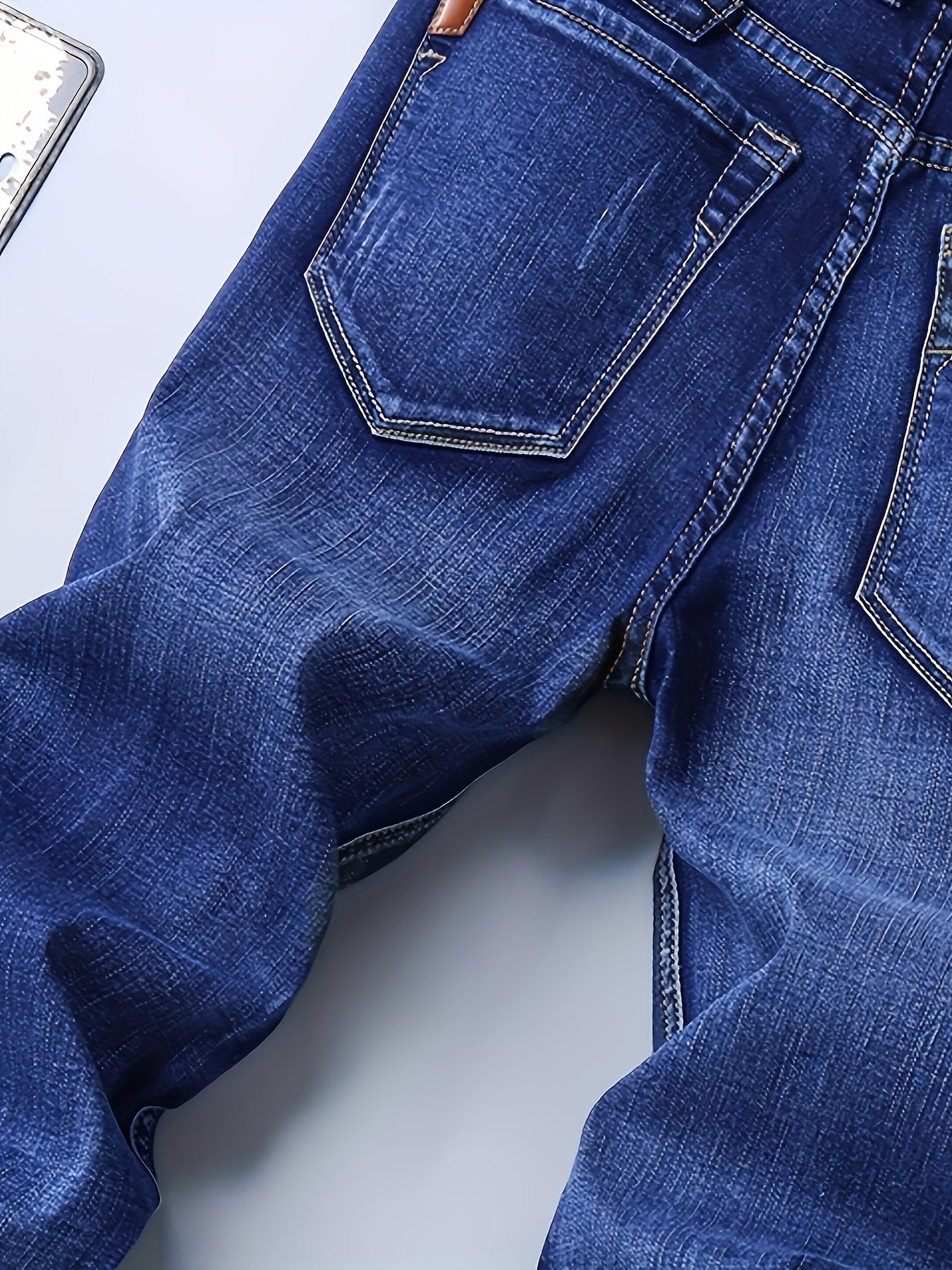 Two Piece Set Of Lightweight Business Elastic Jeans for Teenagers, Men's Slim Fit