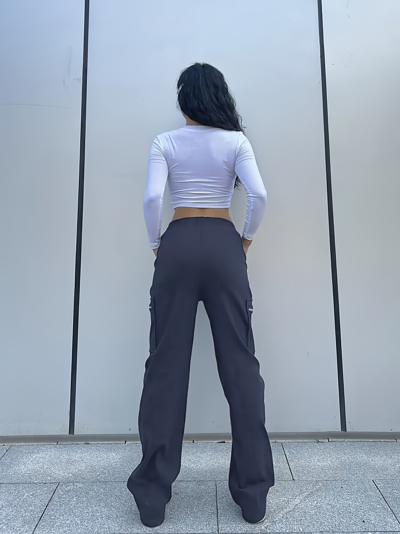 's and Girls' Straight-Leg Cargo Pants, Y2K Streetwear Casual Trousers with Large Zippered Pockets, Elastic Waistband, All-Season Polyester, Perfect for Outdoor Wear, Perfect for Outdoor