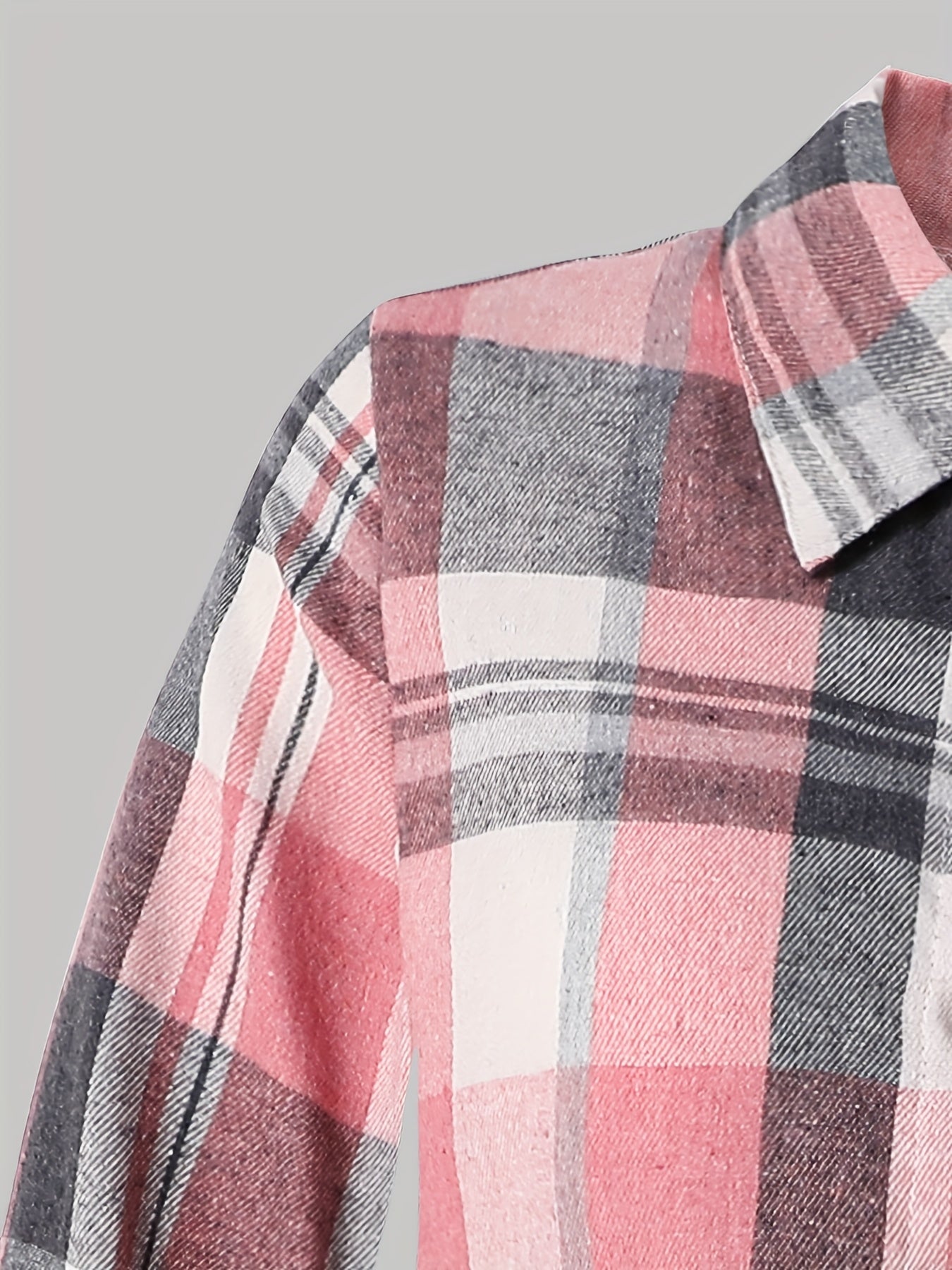 Teen Girls 13-16 Years Plaid Dress - Pink & Grey Tartan Button-Front Midi Length Long Sleeve Dress for Scottish Dance, Casual Outfits & Casual Attire, for Teenager, Dresses For Teenage Girls With Sleeves, Teen Clothes Girls D