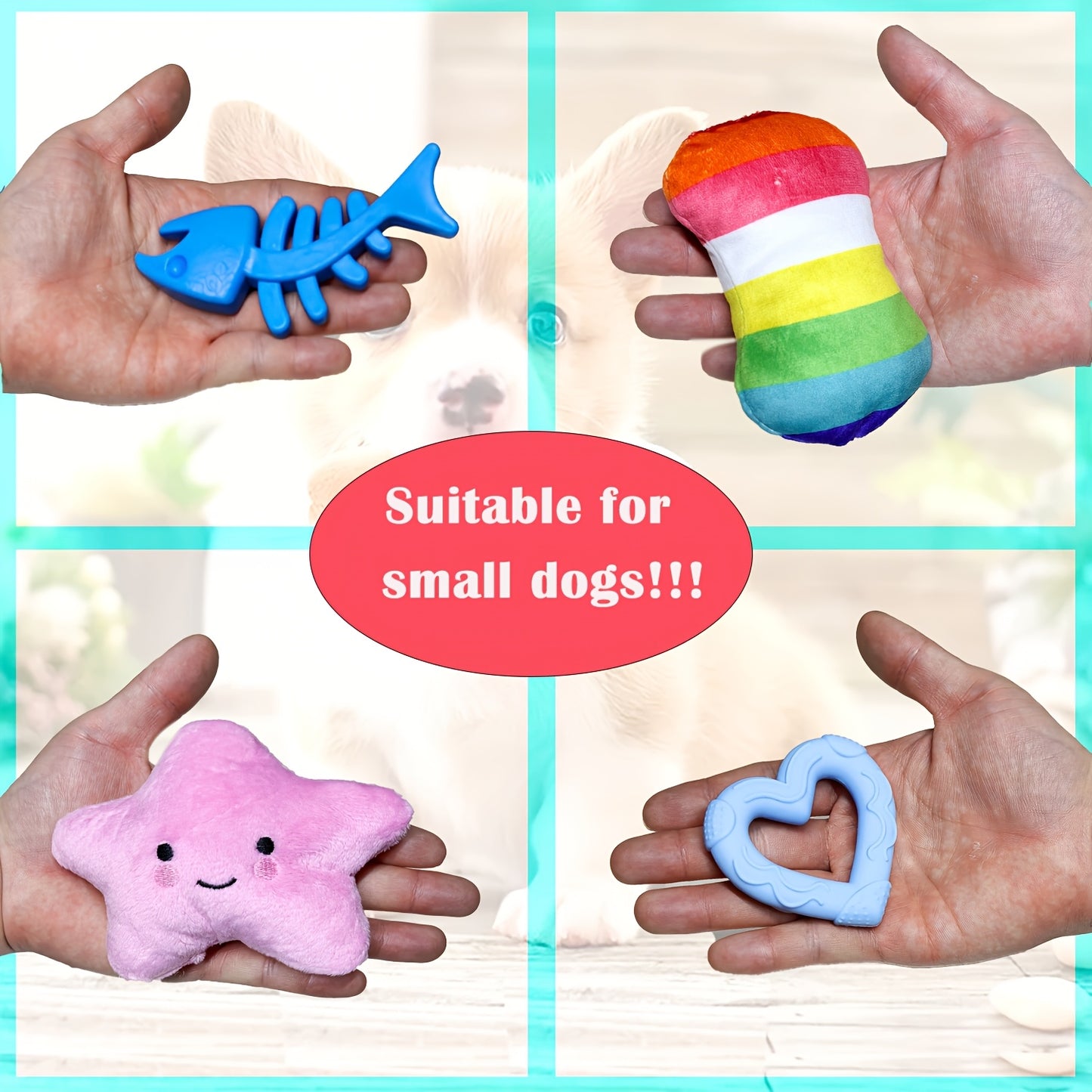 Pawsome Pals 6/12pcs Interactive Dog Toy Set - Durable Cartoon Pattern Fabric Chew Toys for All Breed Sizes - Teeth Cleaning & Training Play Set with Knot Toys, Squeakers & Balls