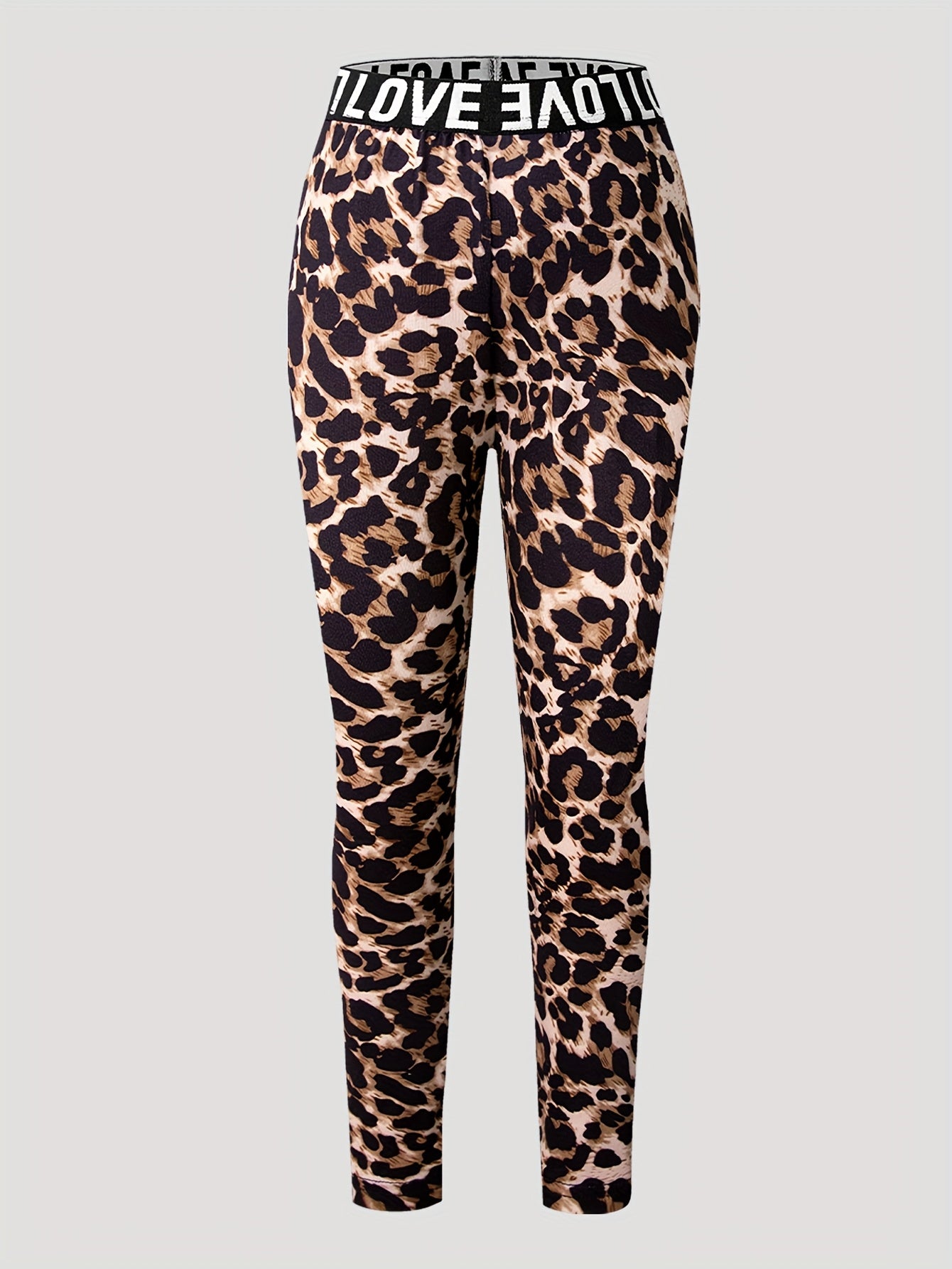 4-Pack Girls' Jogger Pants with Stretchy Elastic Waistband & Leopard Print - Soft Stretchy Comfortable Casual Leggings for Spring Summer Fall, Easter Carnival Party Gift, Jogging Pants, Seasonal Wear, Playful Print Design, Co