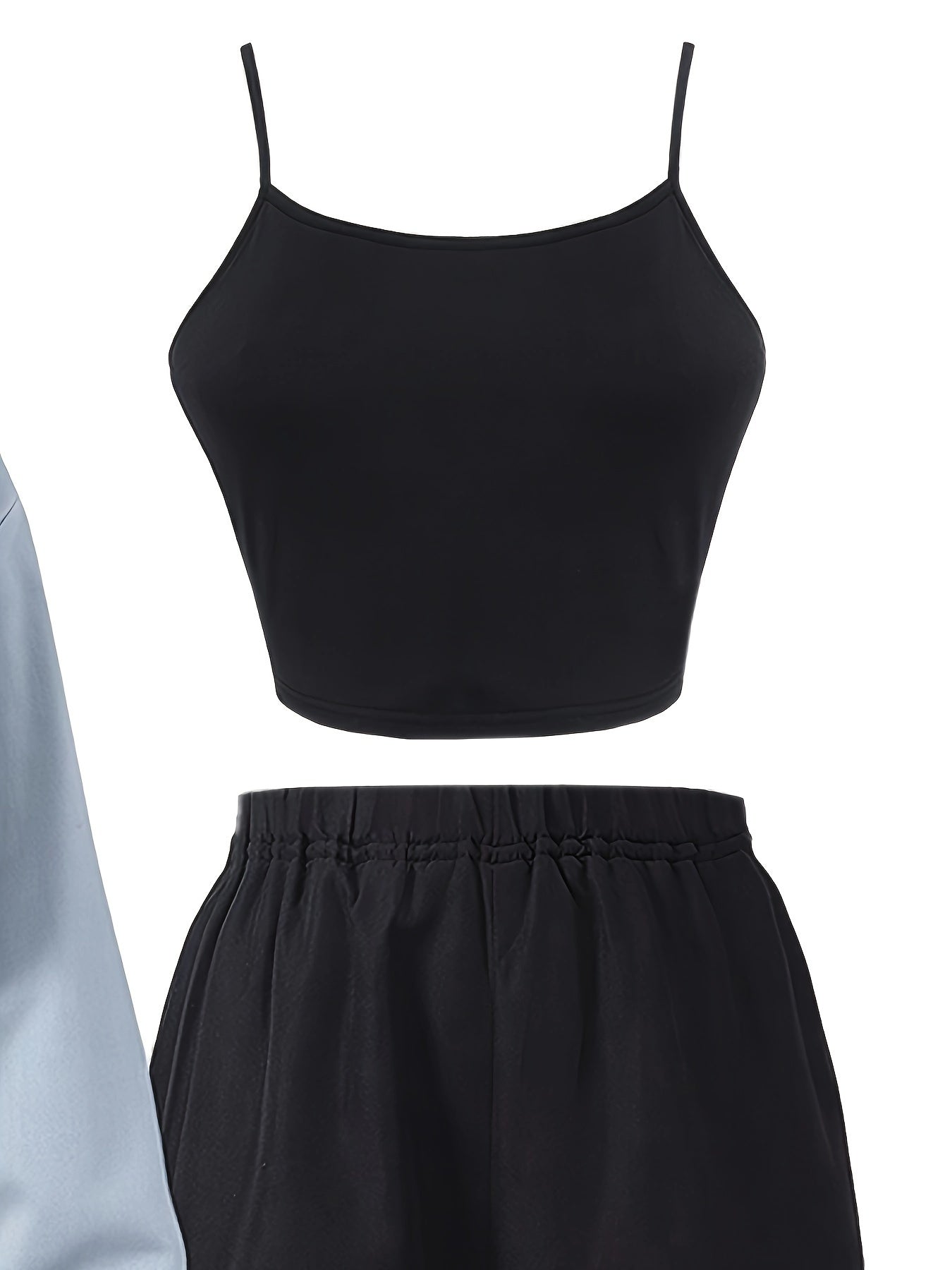 Fashion Irregular Cropped Hooded Sweatshirt with Camisole + Casual Pants Set, Perfect for Outdoor
