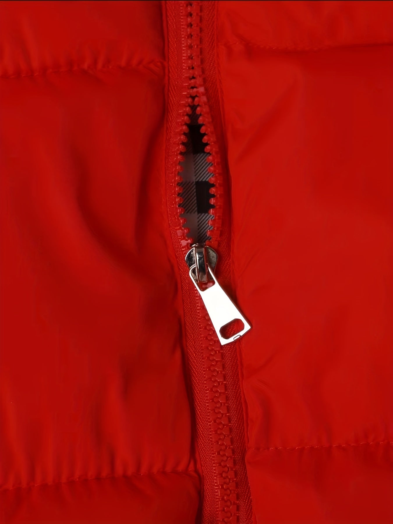 Youth Red Hooded Vest with Large Pockets - Warm Loose Fit Casual Jacket for Fall/Winter, Polyester Filled, Adjustable Hood, Perfect for Outdoor Play, Winter Clothing, Playful Design, Durable Fabric