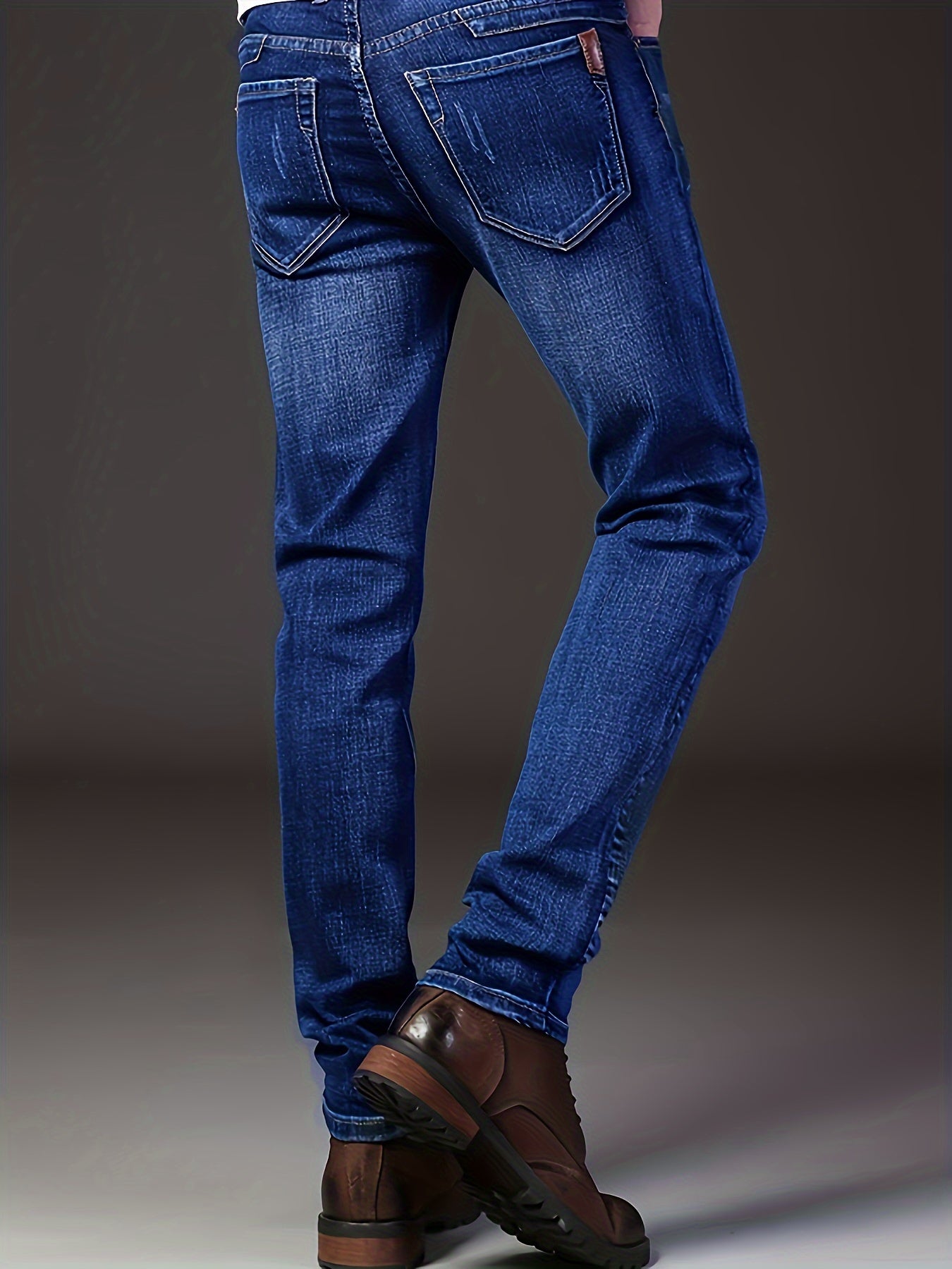 Two Piece Set Of Lightweight Business Elastic Jeans for Teenagers, Men's Slim Fit
