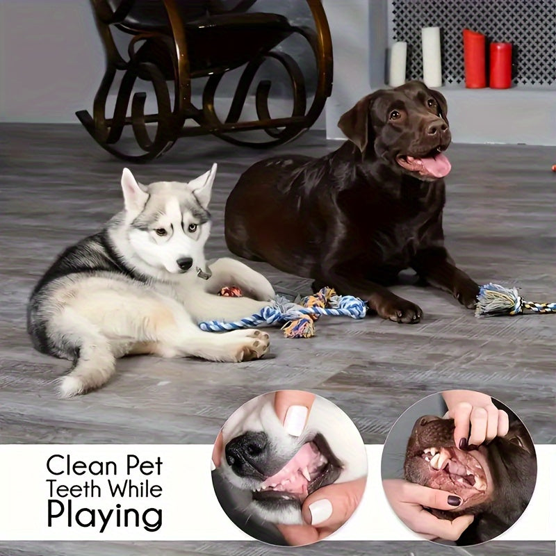 Pawsome Pals 6/12pcs Interactive Dog Toy Set - Durable Cartoon Pattern Fabric Chew Toys for All Breed Sizes - Teeth Cleaning & Training Play Set with Knot Toys, Squeakers & Balls