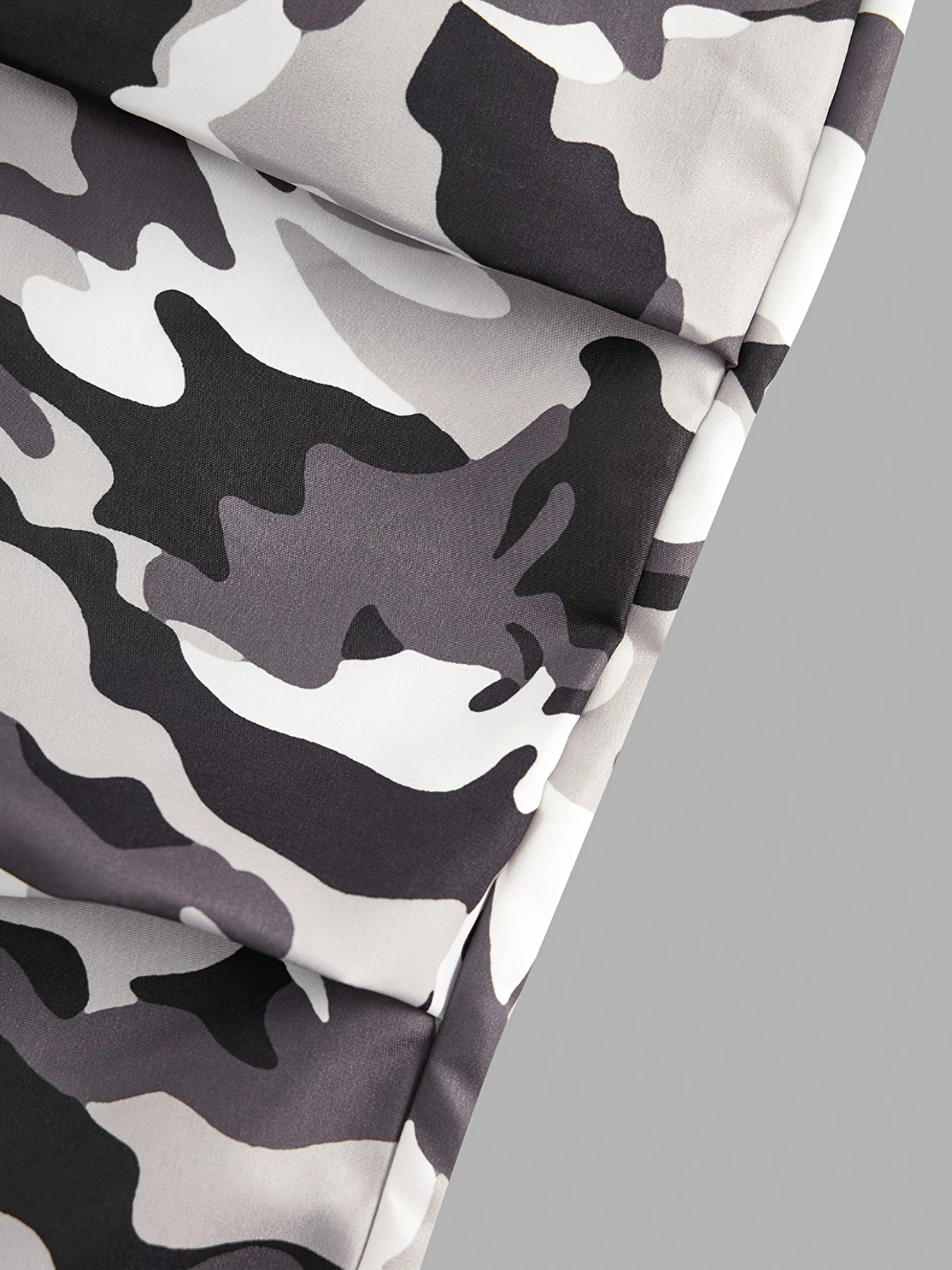 3pcs Y2K Streetwear Set for Teens - Asymmetrical Neck Long Sleeve Crop Top, Camo Print Vest & Cargo Pants - Casual Spring/Fall Outfit with Drop Shoulder Design, Regular Fit, No Chest Pad, Perfect for Casual Attire, Casual Att