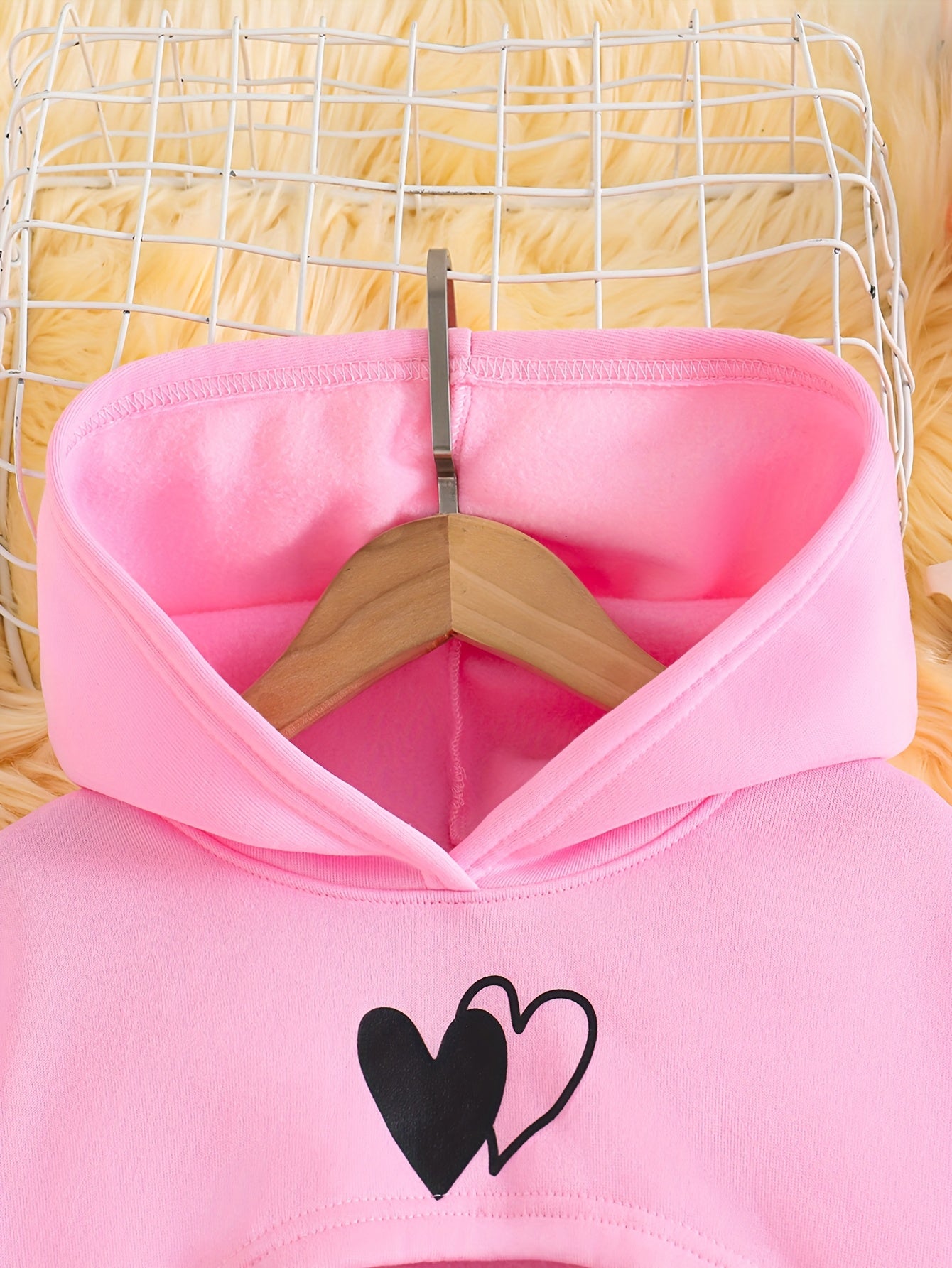 3-Piece Trendy Fashion Sweatshirt Set for Girls, Casual Heart Print Fleece-Lined Sweatshirt Three-Piece Set, Autumn Winter Gift, Suitable for Daily Wear, Handmade, Crop Top, Casual, Vacation, Travel, Back to School, Prom, Gra
