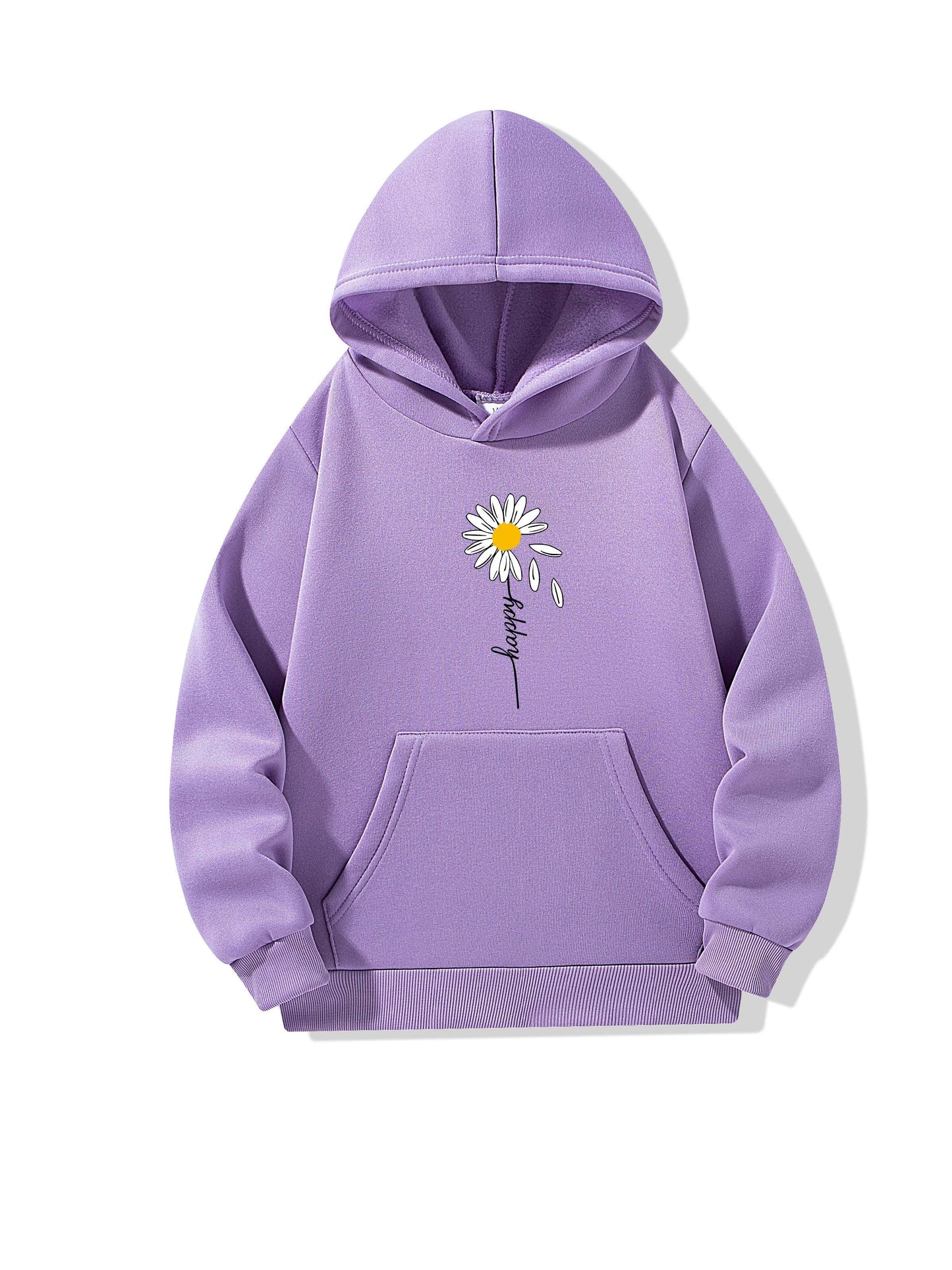 5-Pack Girls' Autumn Winter Fashion Casual Long Sleeve Hoodies with Hopeful Floral & Butterfly Print, Solid Color Hooded Sweatshirts with Applique Details, Regular Fit with Pockets for Fall/Winter - Perfect for Casual Attire,