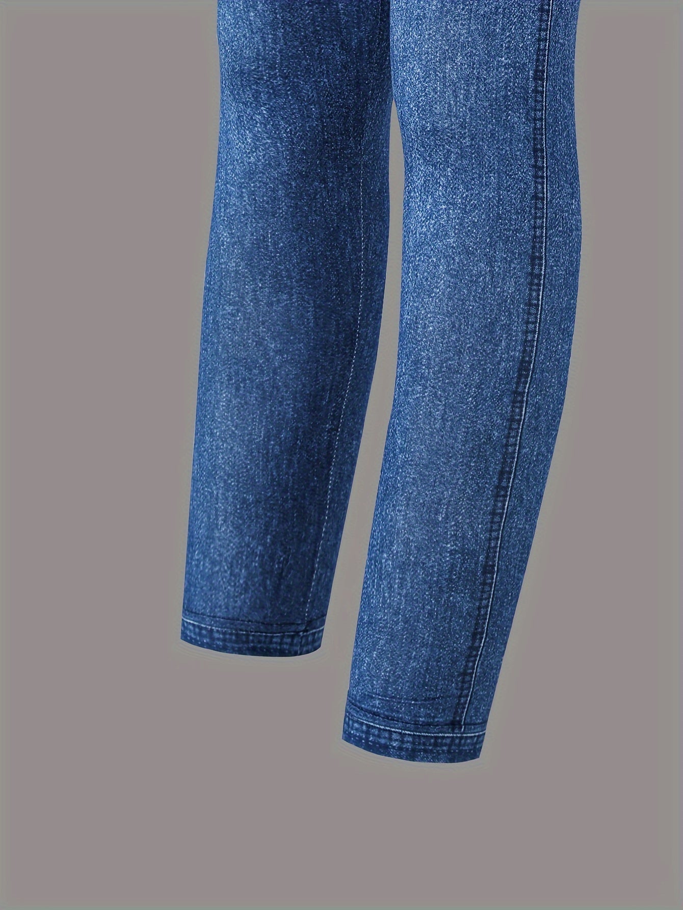 3pcs Girls' Spring Autumn Summer Winter Imitation Denim Pants with Fake Pockets and Ripped Stripe Pattern Leggings