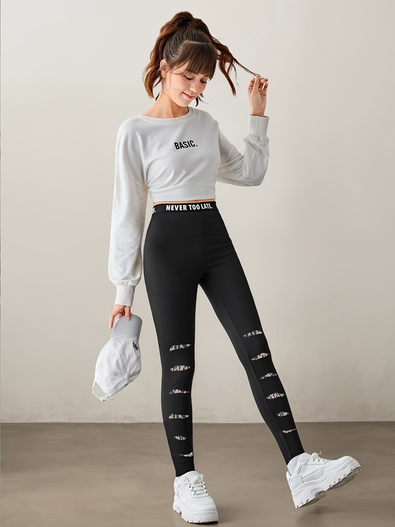 Set of 3 Girls' Stretchy Leggings for Casual Sports And Yoga, Stylish And Trendy Long Pants.