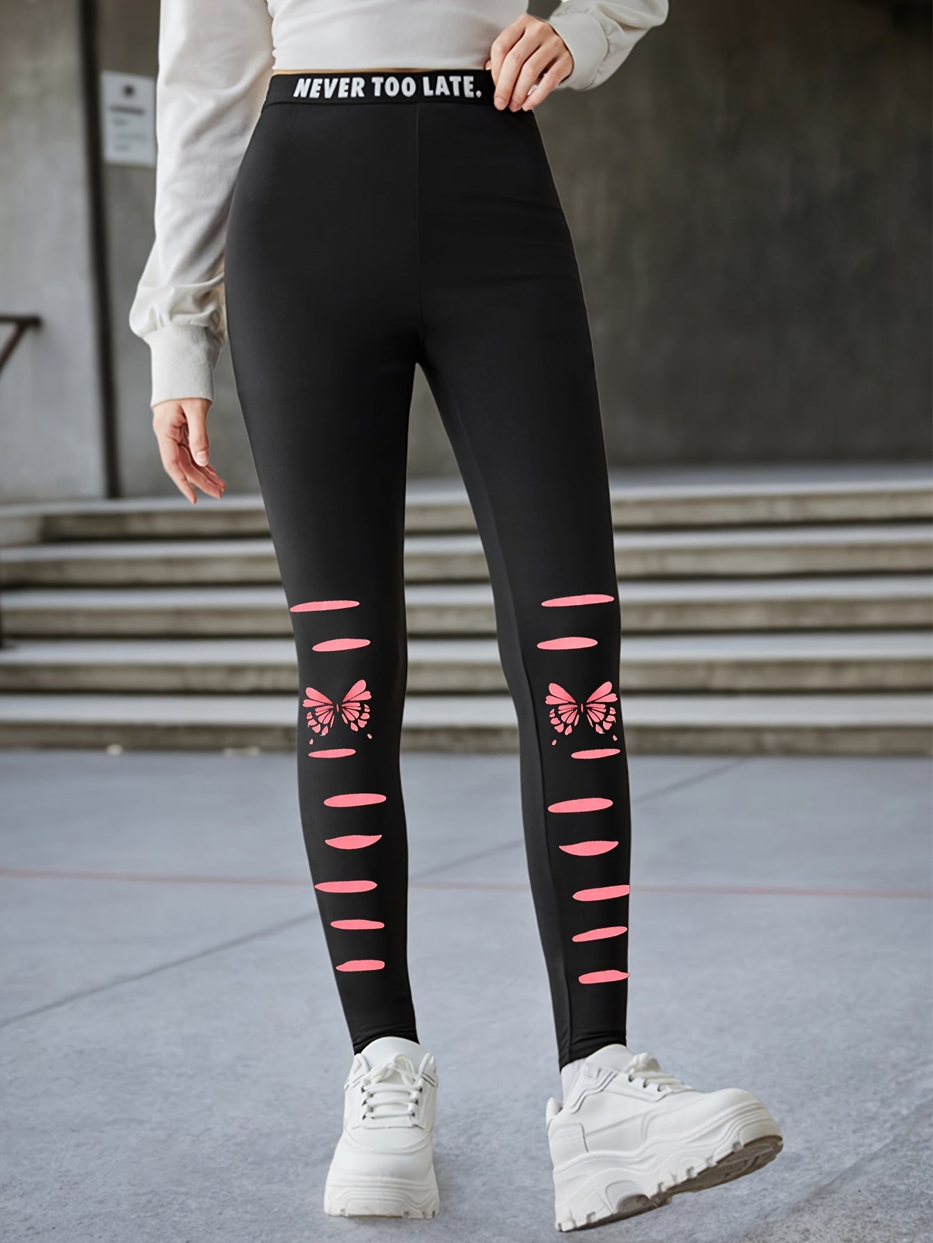 Set of 3 Girls' Stretchy Leggings for Casual Sports And Yoga, Stylish And Trendy Long Pants.