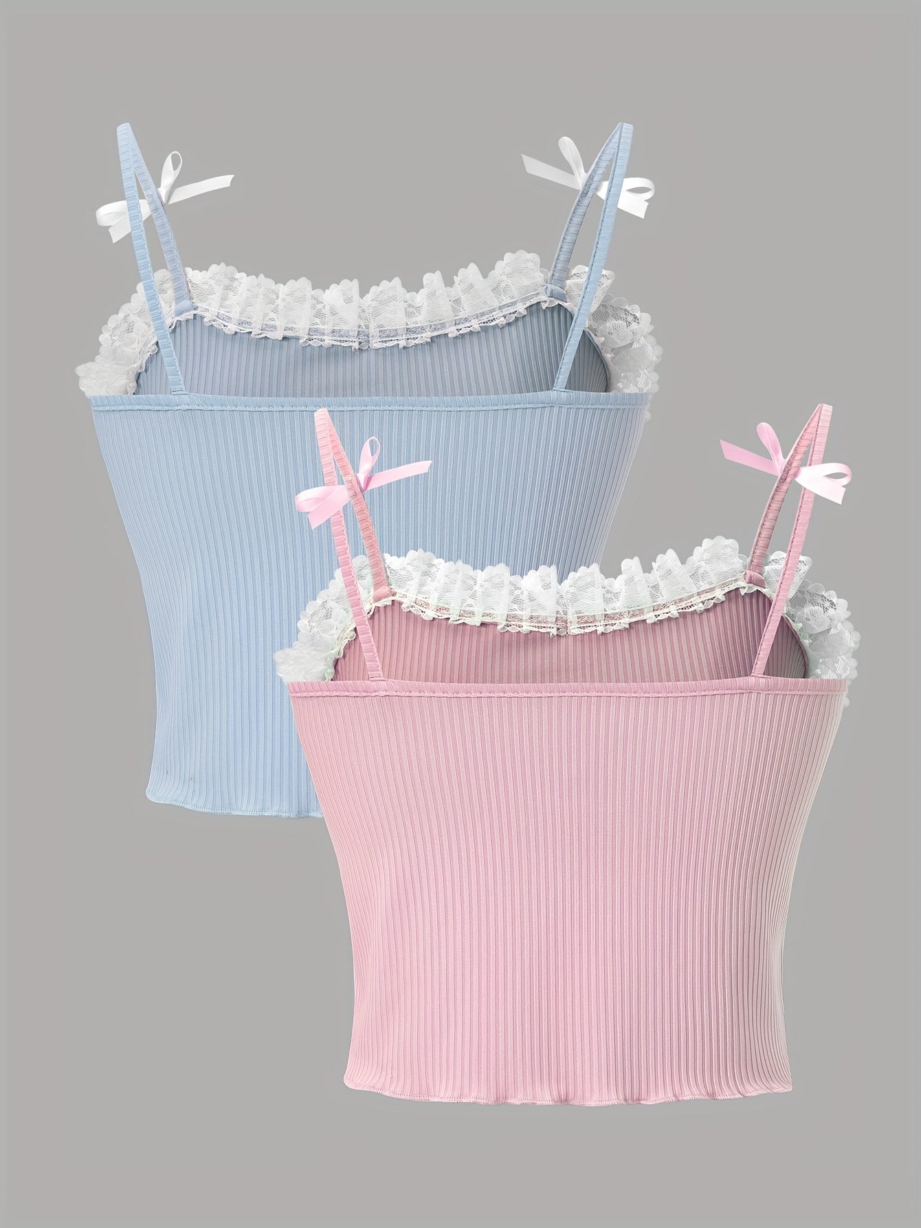 Clothing for Young Girls: a Set of Two Cute And Sweet Summer Vests with Bow Decorations, And a Set of Two Stylish And Stretchy Casual Vests for Summer, Perfect for Young Ladies.