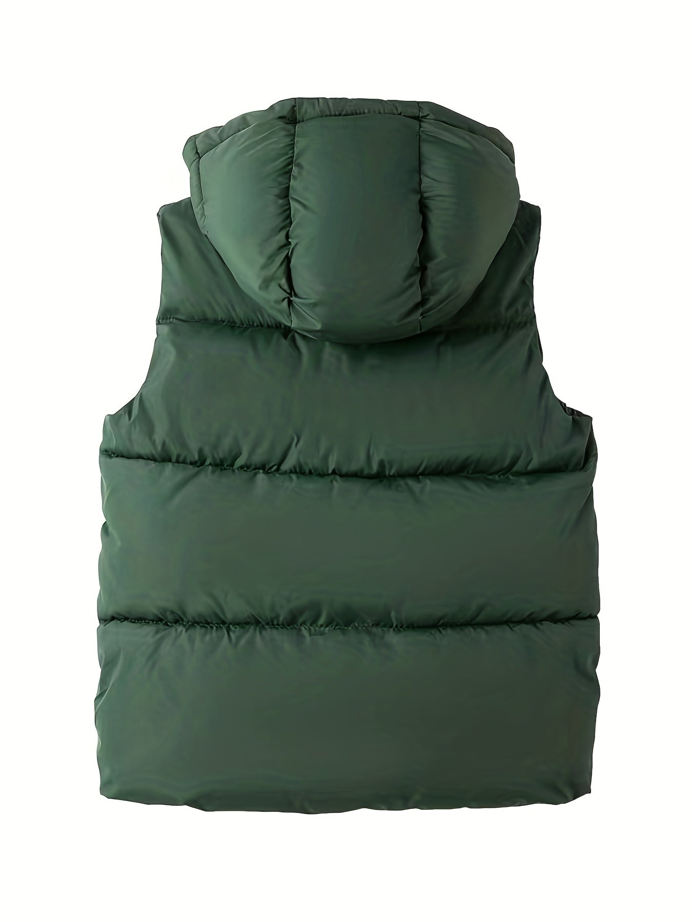 Youth Red Hooded Vest with Large Pockets - Warm Loose Fit Casual Jacket for Fall/Winter, Polyester Filled, Adjustable Hood, Perfect for Outdoor Play, Winter Clothing, Playful Design, Durable Fabric