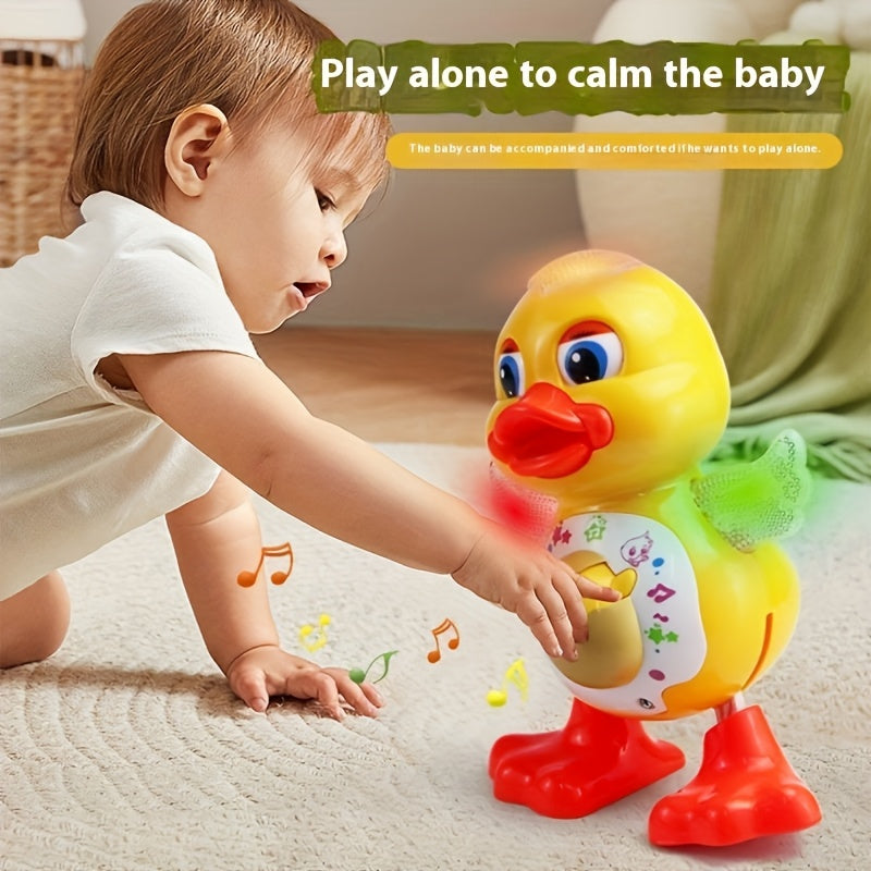 Interactive Dance Duck Toy with Music, Dynamic Lights & Blinking Effects, Educational Cartoon Animal Toy, Durable Plastic, Batteries Not Included, Suitable for 0-3 Years Old, Perfect Gift for Halloween & Christmas