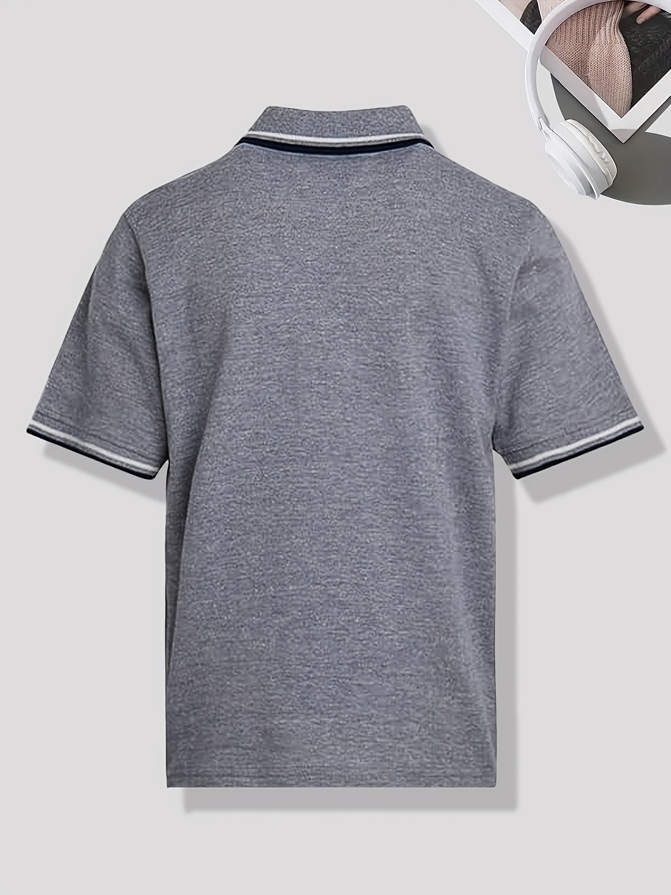 2pcs set of youth boy short-sleeved collar T-shirt tops, simple and casual fashion, suitable for summer