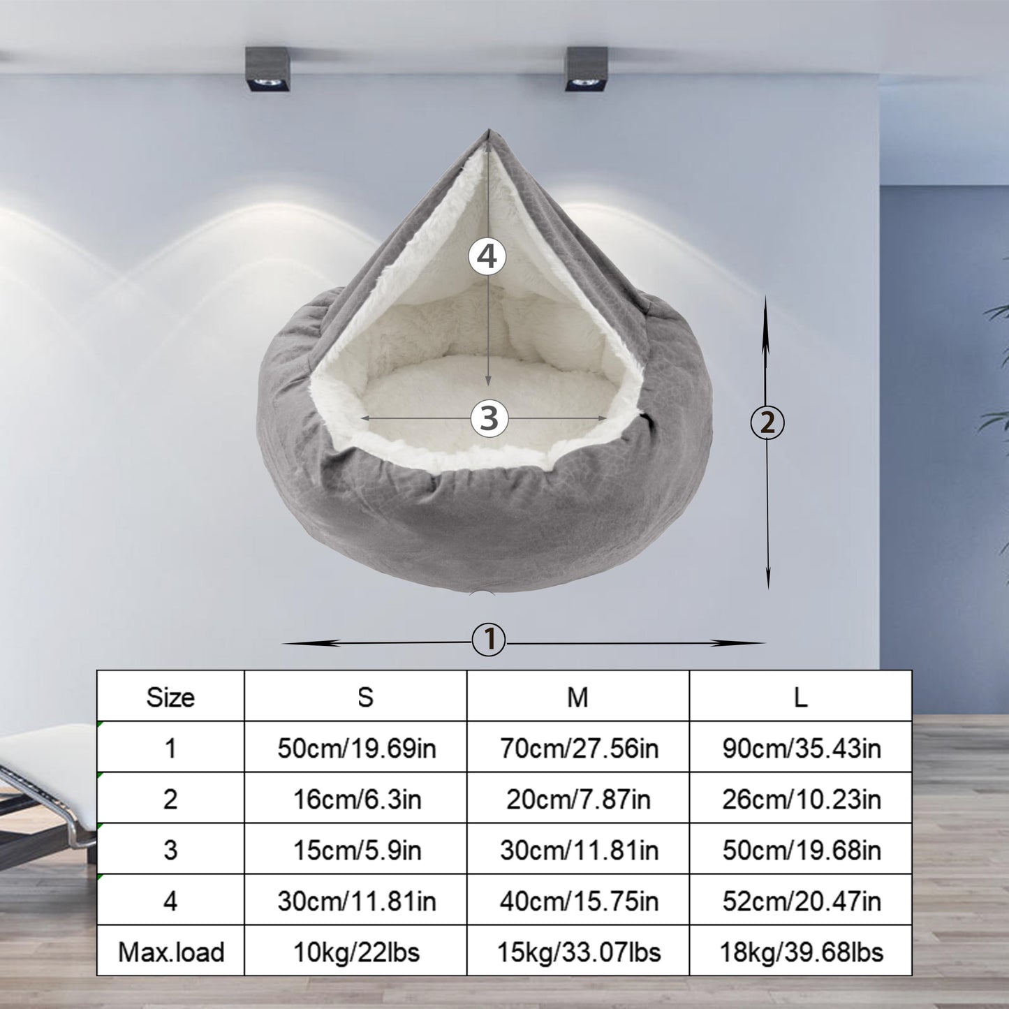 Four Seasons Pet Nest, Dog Bed with Hooded Blanket, Anti-Anxiety Puppy Pet Bed Cave, Super Soft Fluffy Polyester, Non-Slip Bottom, Machine Washable, Cozy Donut Design for Small, Medium, Large Dogs and Cats, Geometric Pattern,