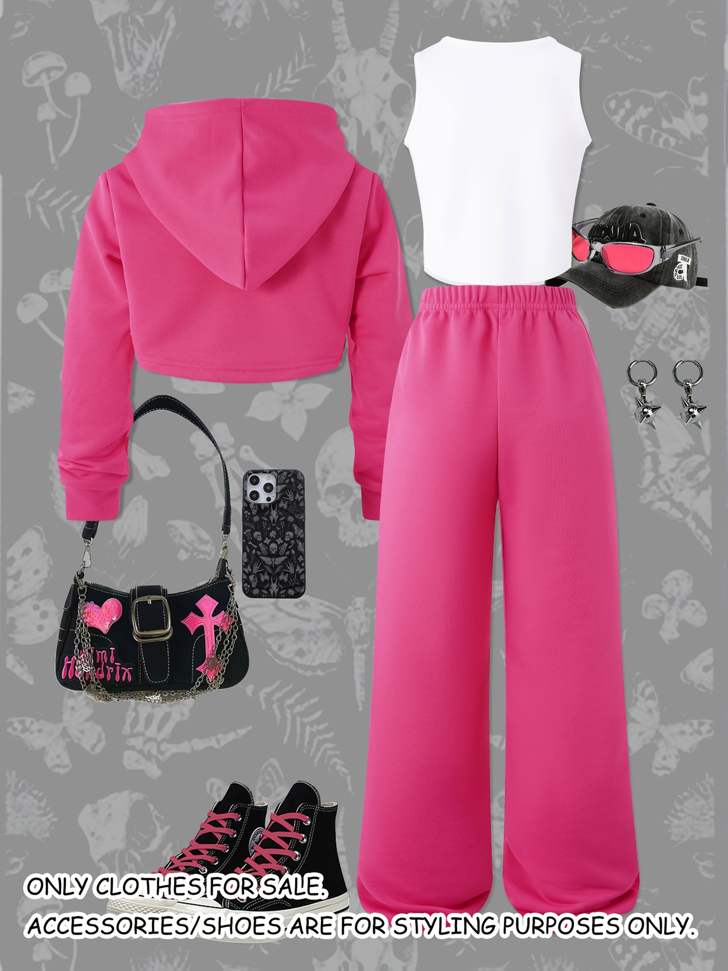3pcs Girls' Long-Sleeve Hooded Crop Top and Pants Casual Sporty Outdoor 3pcs Set, Perfect for Outdoor