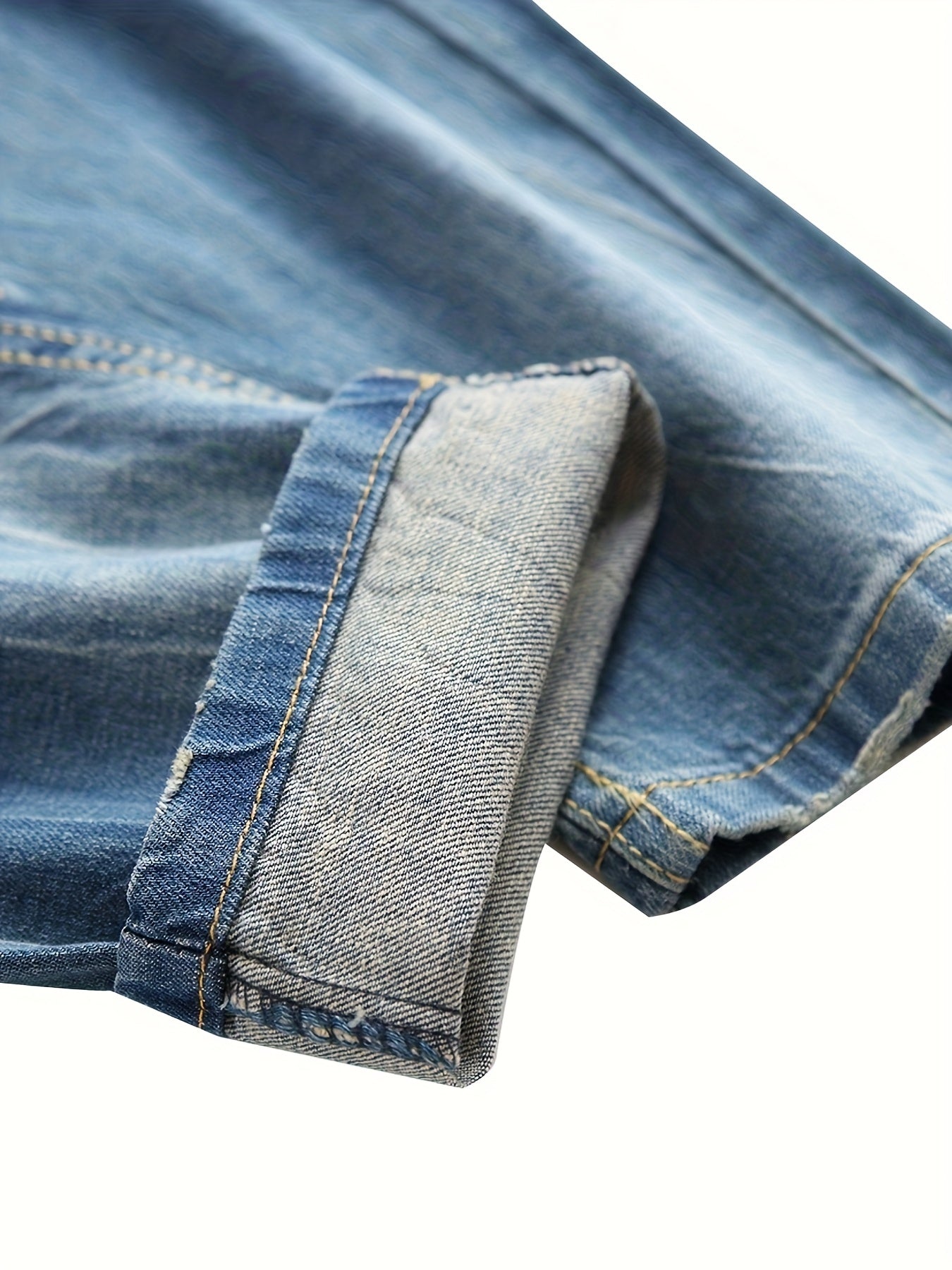 Men's Light Blue Slim-Fit Ripped Jeans - Distressed Streetwear Denim with Pre-Designed Tears, Machine Washable & Built- Zipper for Easy Wear, All-Season Casual Pants for Teens & Young Adults, Teenage Fashion, Streetstyle Clot