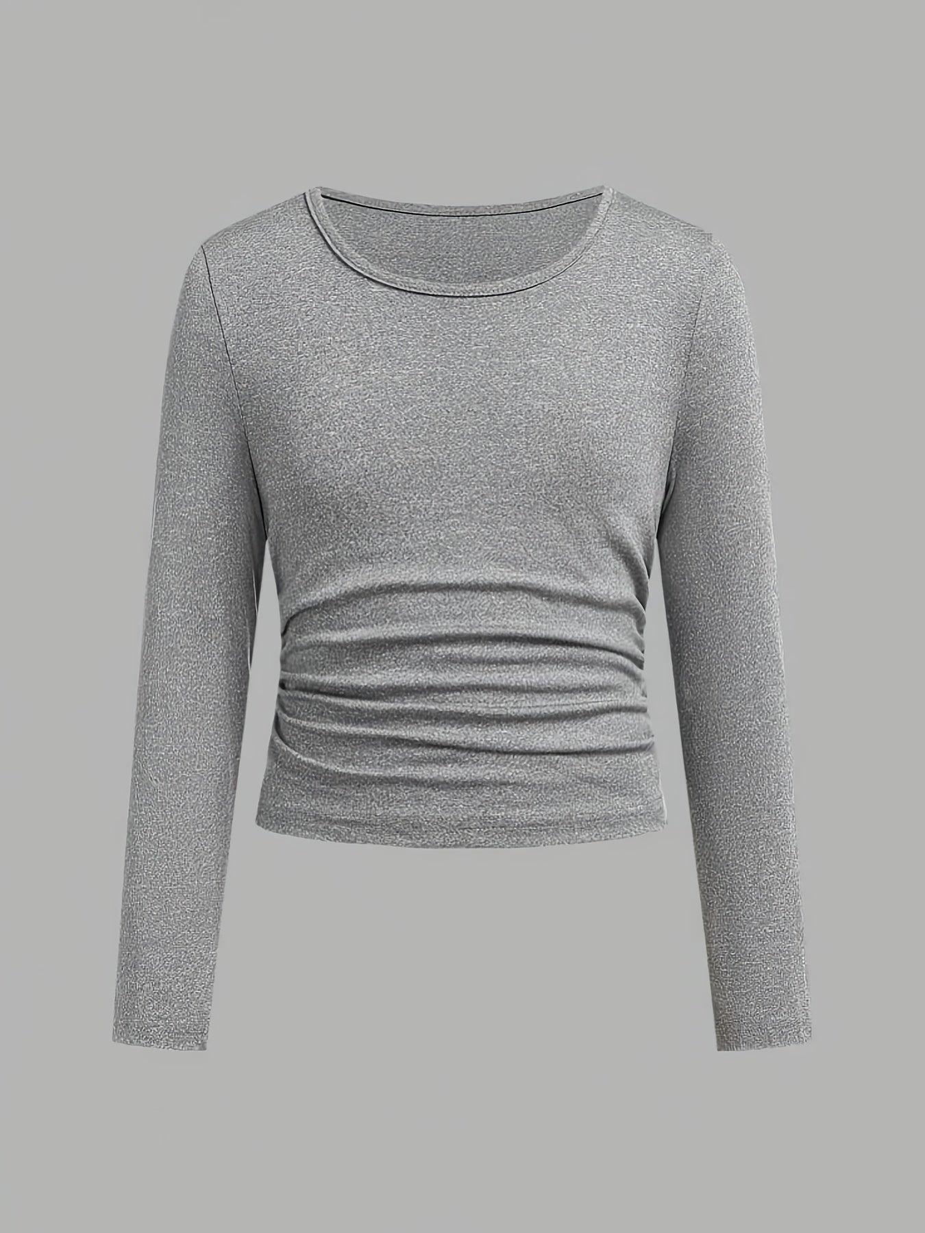 4pcs Girls' Ruffled Long Sleeve T-Shirts - 3pcs Round Neck Slim Fit Knit Tops, Medium Stretch Solid Color Casual Tees for Spring Summer Fall, Versatile Layering & Casual Attire, Shirts for Girls, Seasonal Fashion, Ruffled Sle