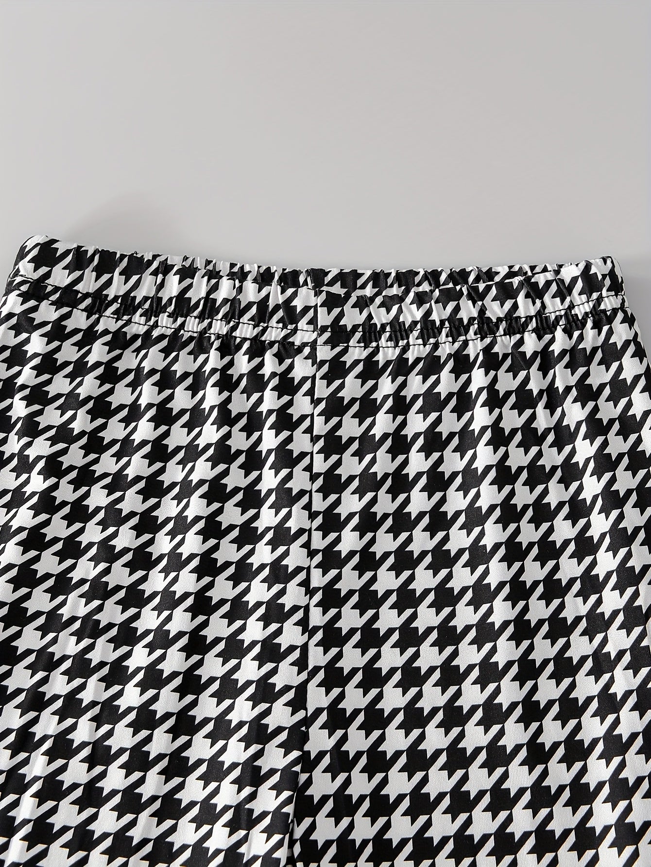 [Stylish Girls' Flare Leg Pants] 3pcs Set of Stylish Girls' Flare Leg Pants - Comfortable Elastic Leopard & Houndstooth & Black, Suitable for Spring Summer Autumn, Ages 3+, Perfect for Outdoor