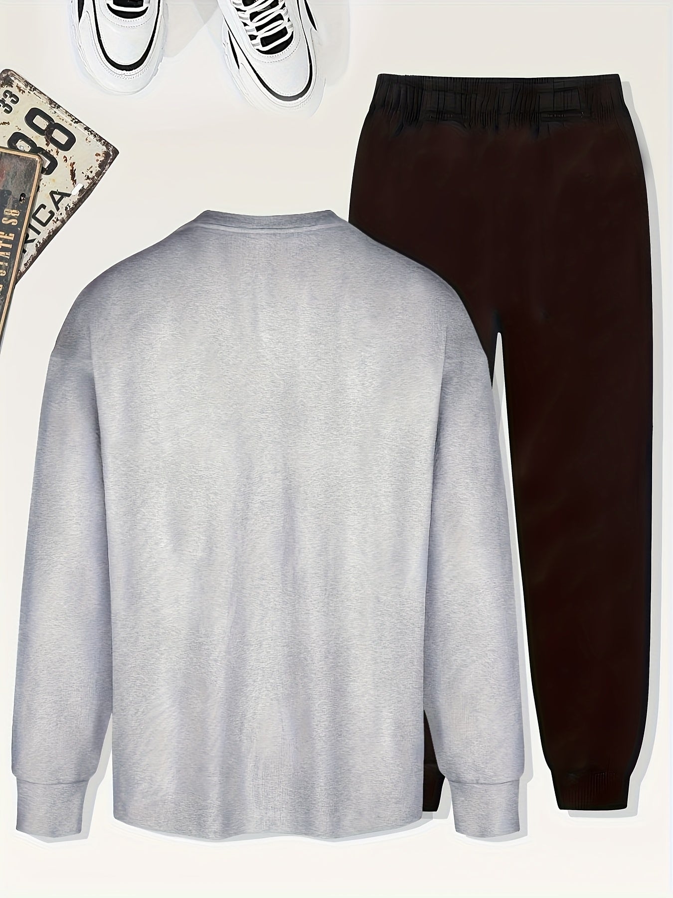 Teen Boys' FUTURE Print Long Sleeve Warm Sweatshirt & Joggers Set - Geometric Pattern, Elastic Waistband Pants, Regular Fit for Fall/Winter Outdoor Sports & Casual Wear, Boy Clothes, Sporty Casual Attire, Modern Youth Style,