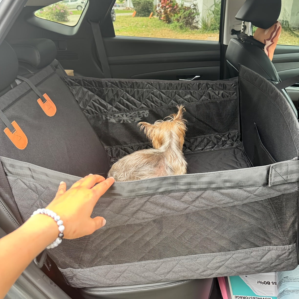 Pet Car Seat for Large Medium, Back Seat Extender for Dogs, Waterproof Dog Carseat, Dog Car Seat Medium Sized Dog, Car Hammock for Dogs-Storage Pocket, Pet Seat Cover for Cars/SUV/Truck (Large)