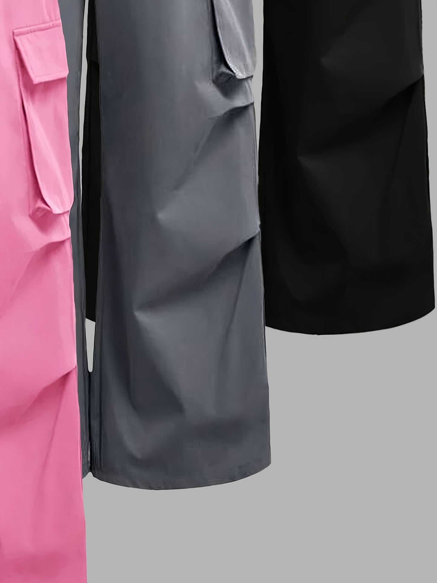 [3pcs Girls' Cargo Pants] 3pcs Girls' Cargo Pants Set | Fashion Double Pocket Design with Bow Print, Loose Fit Wide Leg Trousers for Spring/Fall, Outdoor Play and Casual Wear, Nonstretch Fabric