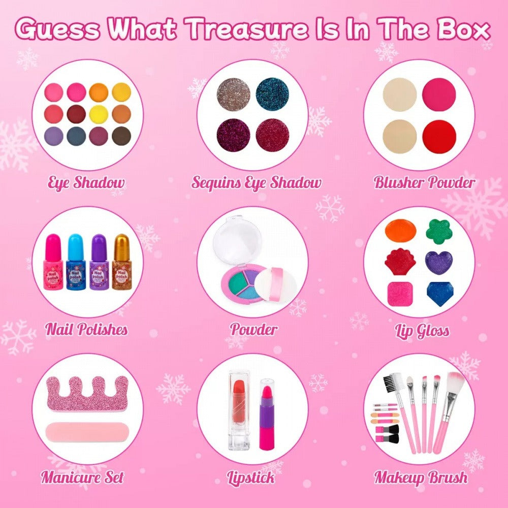 Girls Complete Makeup & Nail Polish Cosmetic Set with Heart-Shaped Mirror, Pink & White Vanity Case, 100+ Makeup Products - Birthday/Christmas Gift with Storage Box, Brushes, Lip Gloss, Blush, Eyeshadow, Nail Polish & Accesso