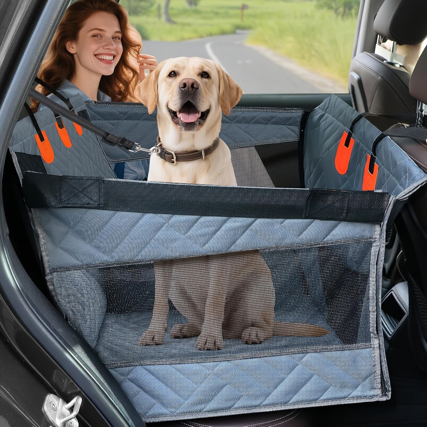Pet Car Seat for Large Medium, Back Seat Extender for Dogs, Waterproof Dog Carseat, Dog Car Seat Medium Sized Dog, Car Hammock for Dogs-Storage Pocket, Pet Seat Cover for Cars/SUV/Truck (Large)