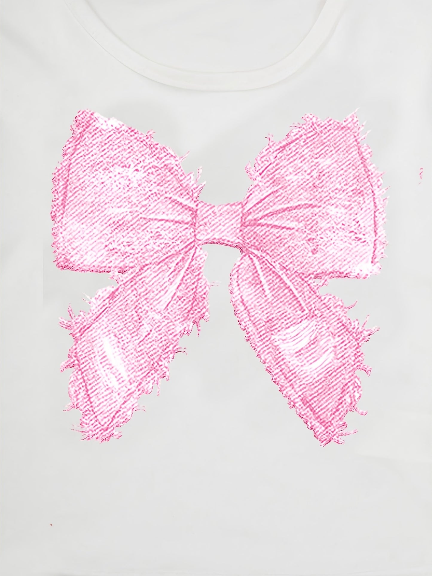 [Girls' Bow Print Top & Pants] Fashion Casual Bow Print Long Sleeve Top with Faux Denim Bow Pants for Girls | Spring/Autumn Outdoor Leisure Parties