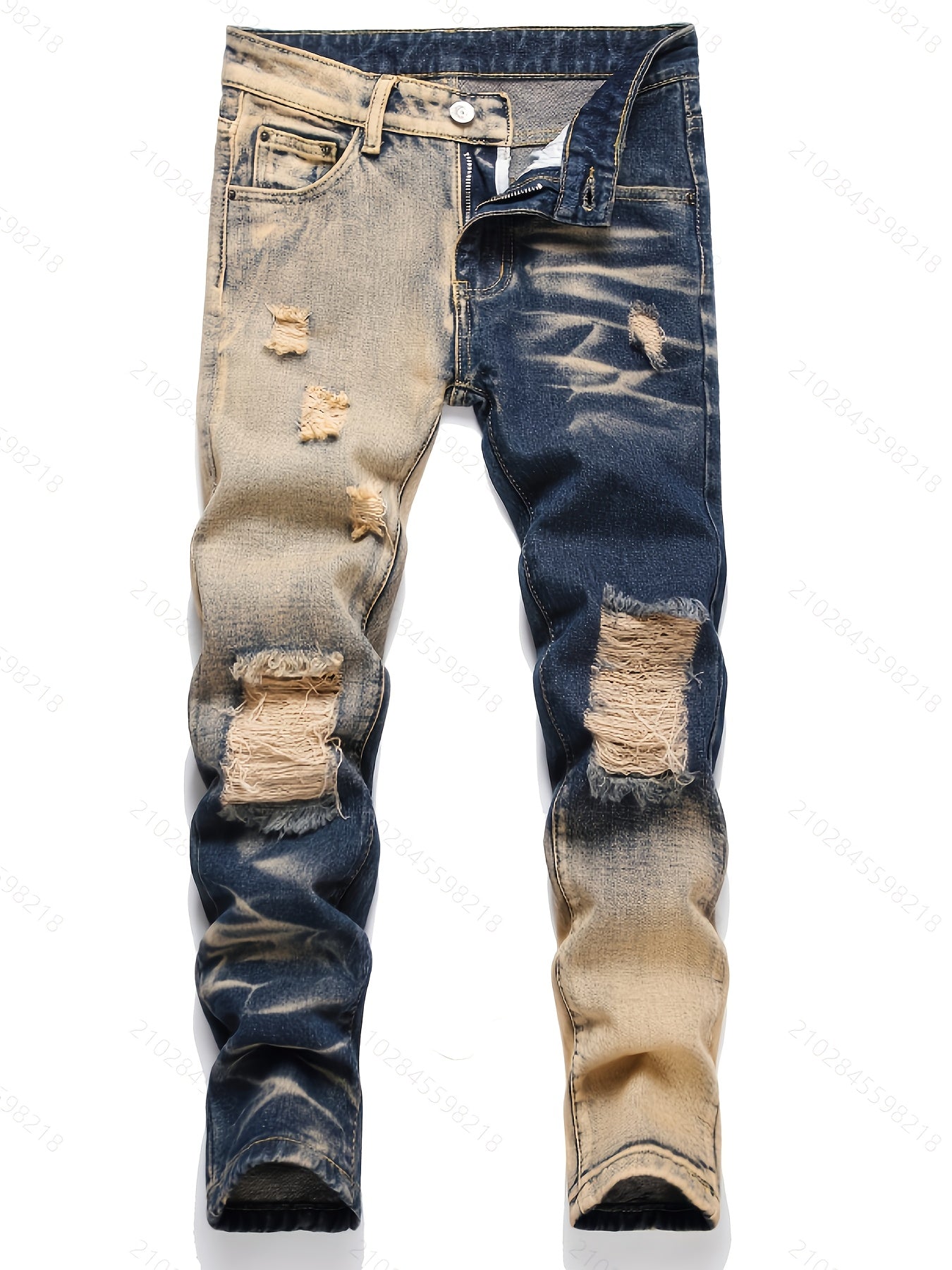 [3pcs Of Faux Denim] Boys' Retro Distressed Slim Fit Washed Faux Denim Faux Denim, Boys' Casual Multi Piece Faux Denim, All Season Collection