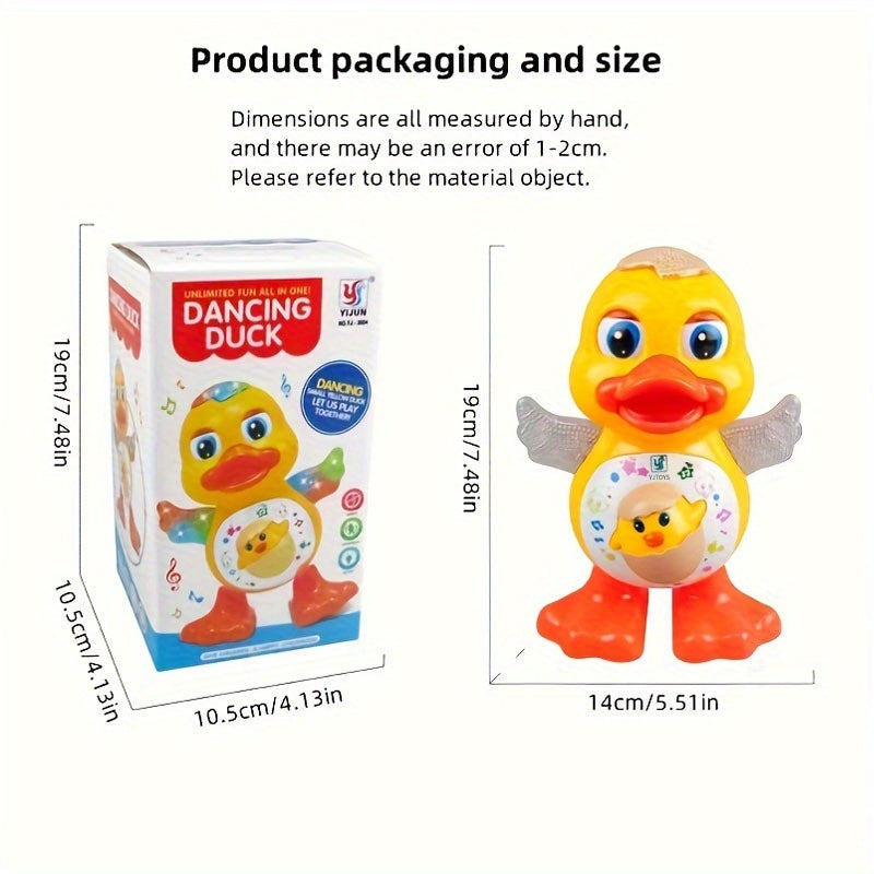 Interactive Dance Duck Toy with Music, Dynamic Lights & Blinking Effects, Educational Cartoon Animal Toy, Durable Plastic, Batteries Not Included, Suitable for 0-3 Years Old, Perfect Gift for Halloween & Christmas