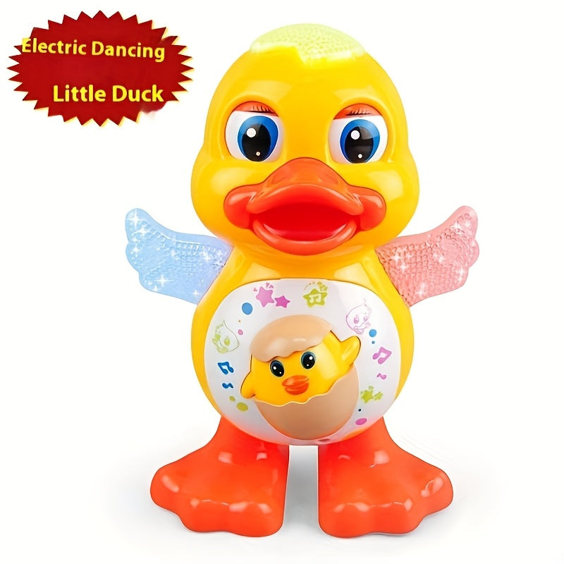 Interactive Dance Duck Toy with Music, Dynamic Lights & Blinking Effects, Educational Cartoon Animal Toy, Durable Plastic, Batteries Not Included, Suitable for 0-3 Years Old, Perfect Gift for Halloween & Christmas