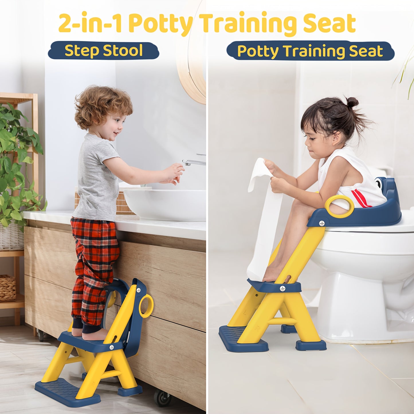 2 In 1 Toilet Potty Training Seat With Step Stool Ladder And Urinal, Safe & Comfortable Potty Chair With Anti-Slip Design, Adjustable Height, Foldable For Easy Storage, Perfect For Kids And Toddlers, Cheap Stuff, Essential It