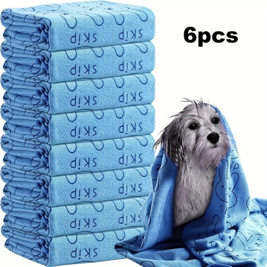 Set of 6 Quick-Drying Microfiber Towels for Dogs - Perfect for Bathing And Grooming, Made from Strong Polyester Fiber, Fits Small, Medium, And Large Breeds
