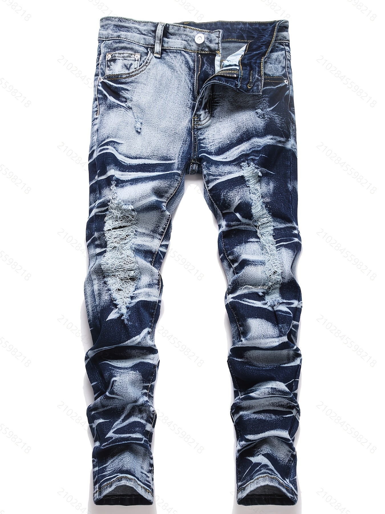 [3pcs Of Jeans] Boys' Retro Distressed P'd Slim Fit Washed Denim Jeans, Boys' Casual Multi Piece Jeans, All Season Collection