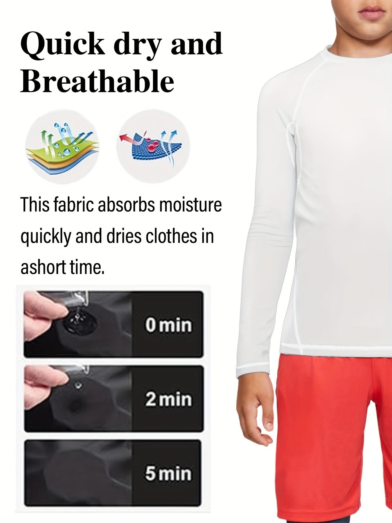 TELALEO 3pcs Boys' Compression Shirts - Long Sleeve Moisture-Wicking Performance Shirts, Medium Stretch All-Season Black Athletic Top for Kids & Teens, Machine Washable for Sports, Outdoor, Casual & Beach Wear, Outdoor Childr