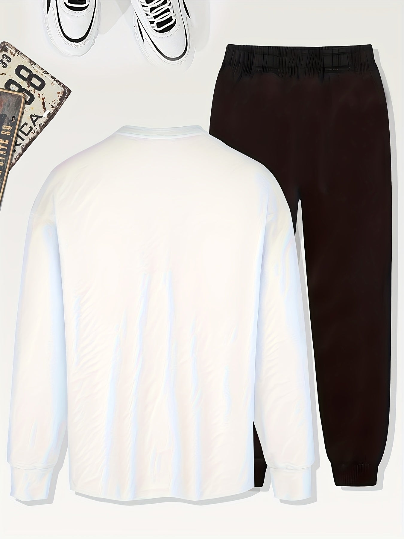 Teen Boys' FUTURE Print Long Sleeve Warm Sweatshirt & Joggers Set - Geometric Pattern, Elastic Waistband Pants, Regular Fit for Fall/Winter Outdoor Sports & Casual Wear, Boy Clothes, Sporty Casual Attire, Modern Youth Style,