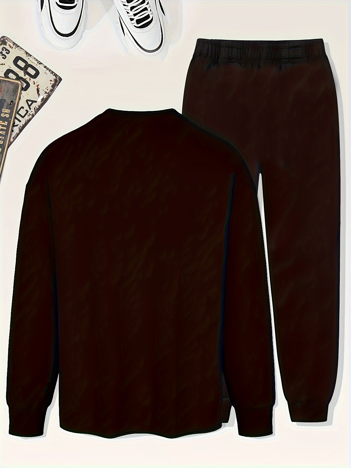 Teen Boys' FUTURE Print Long Sleeve Warm Sweatshirt & Joggers Set - Geometric Pattern, Elastic Waistband Pants, Regular Fit for Fall/Winter Outdoor Sports & Casual Wear, Boy Clothes, Sporty Casual Attire, Modern Youth Style,