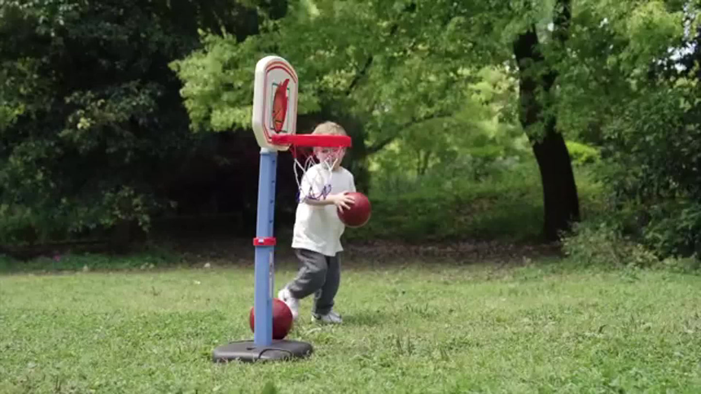 SYNCFUN Toddler Basketball Arcade Game Set, Adjustable Basketball Goal with 4 Balls for Kids Indoor Outdoor Play, Carnival Games, Christmas Birthday Gift for Boys Girls Age 1 and Up-Air Pump Included