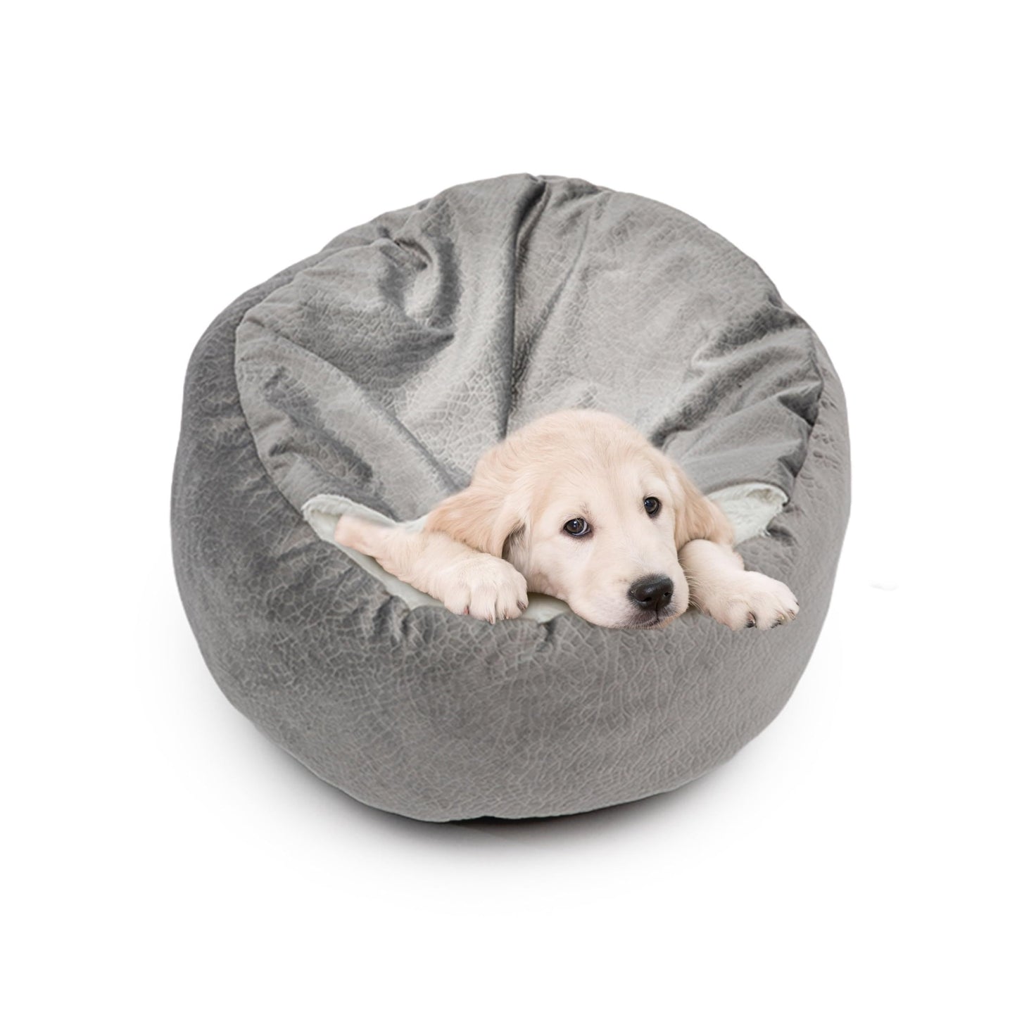 Four Seasons Pet Nest, Dog Bed with Hooded Blanket, Anti-Anxiety Puppy Pet Bed Cave, Super Soft Fluffy Polyester, Non-Slip Bottom, Machine Washable, Cozy Donut Design for Small, Medium, Large Dogs and Cats, Geometric Pattern,