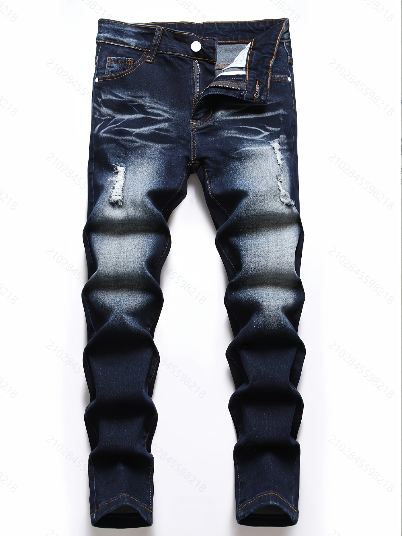 [3pcs Of Jeans] Boys' Retro Distressed P'd Slim Fit Washed Denim Jeans, Boys' Casual Multi Piece Jeans, All Season Collection